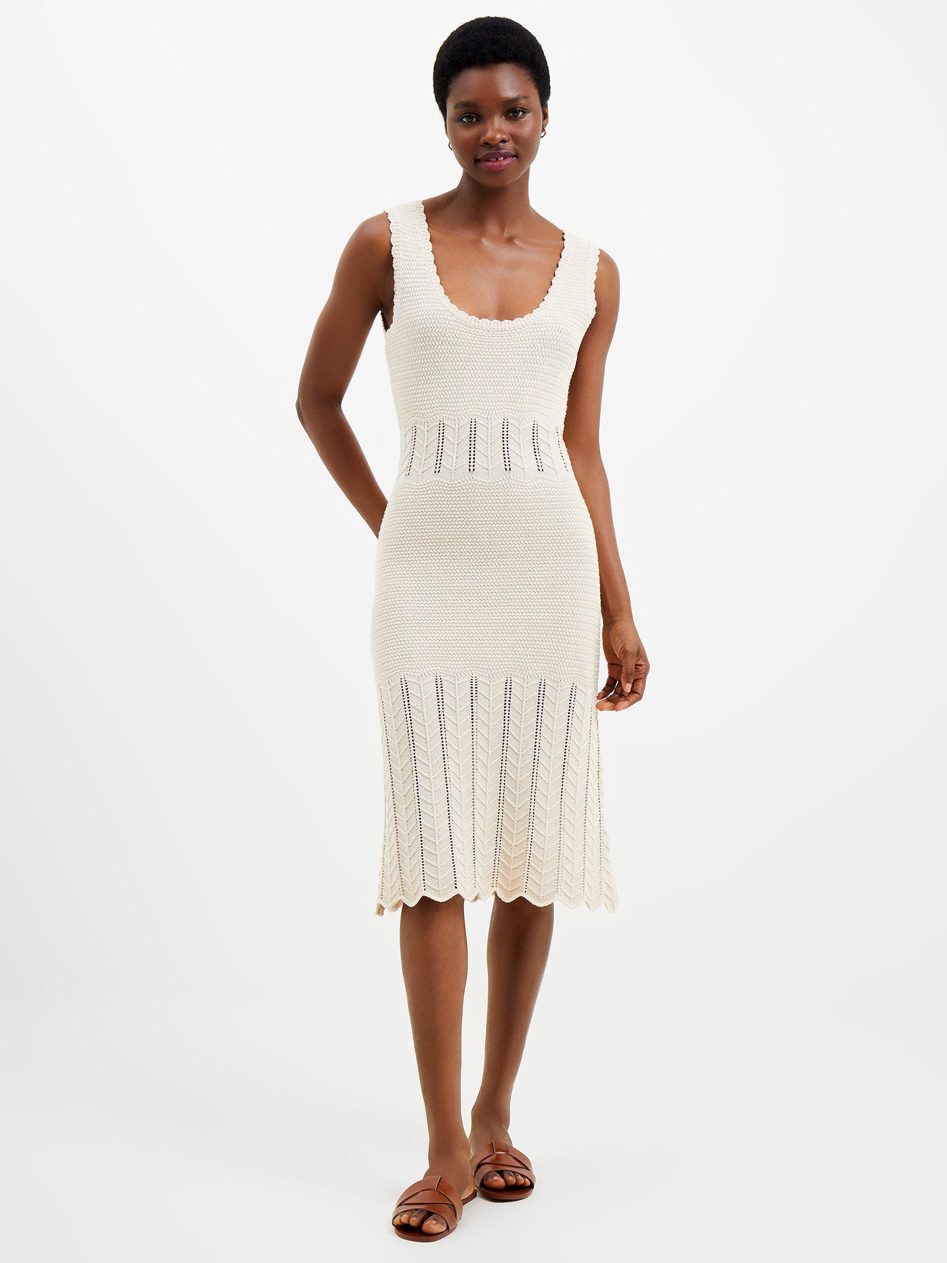 French Connection Nellis Cotton Crochet Scallop Dress