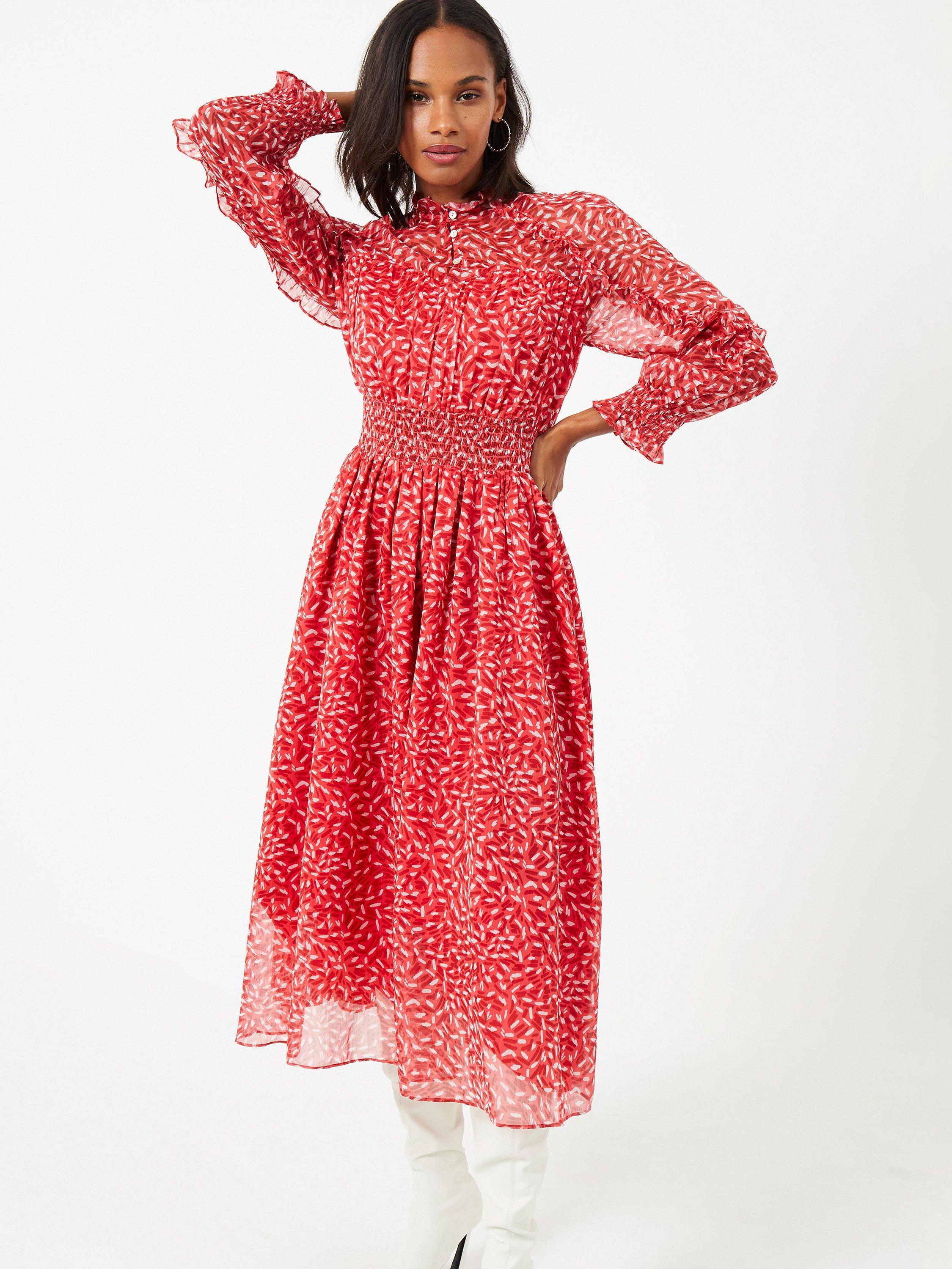 French Connection Billi Abstract Spot Print Midi Dress, Bittersweet