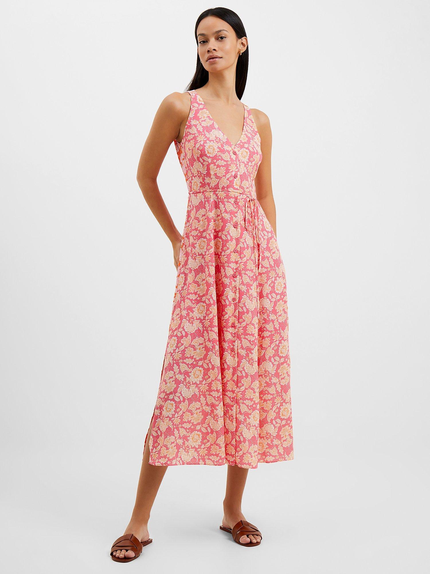 French Connection Cosette Floral Midi Dress, Pink/Multi