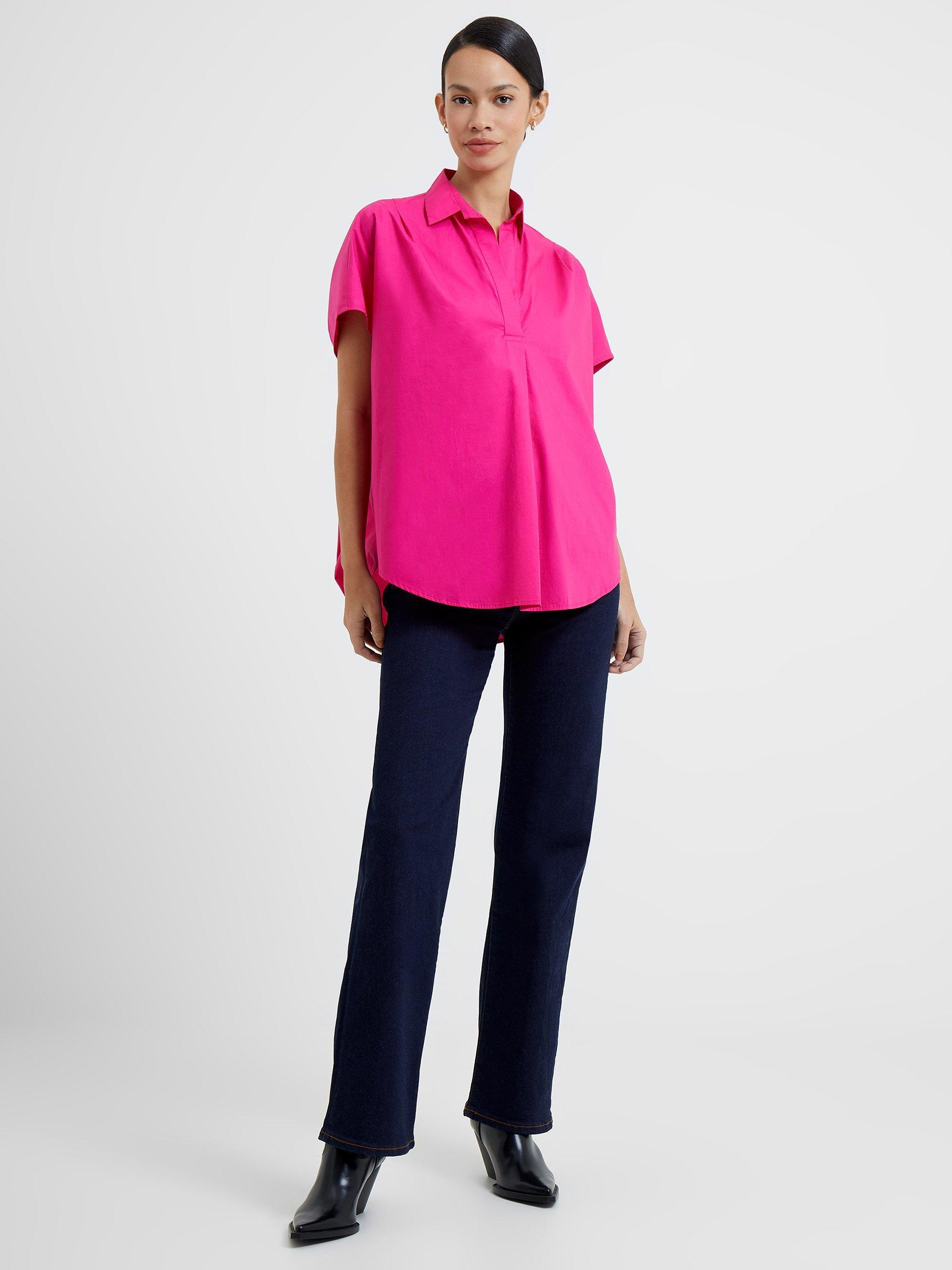 French Connection Rhodes Popover Shortsleeve Shirt, Wild Rosa           