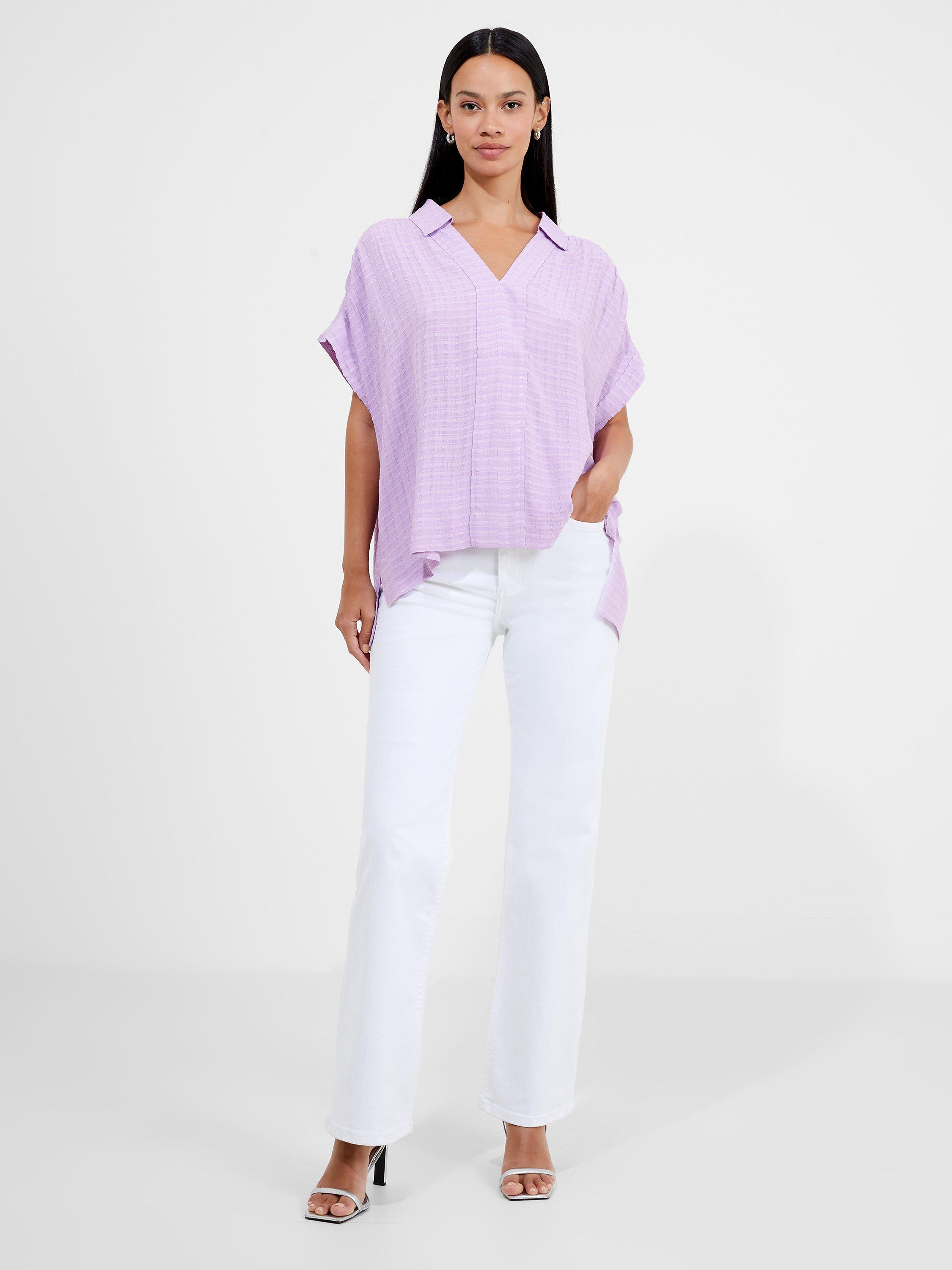 French Connection Birch Popover Shirt, Sheer Lilac