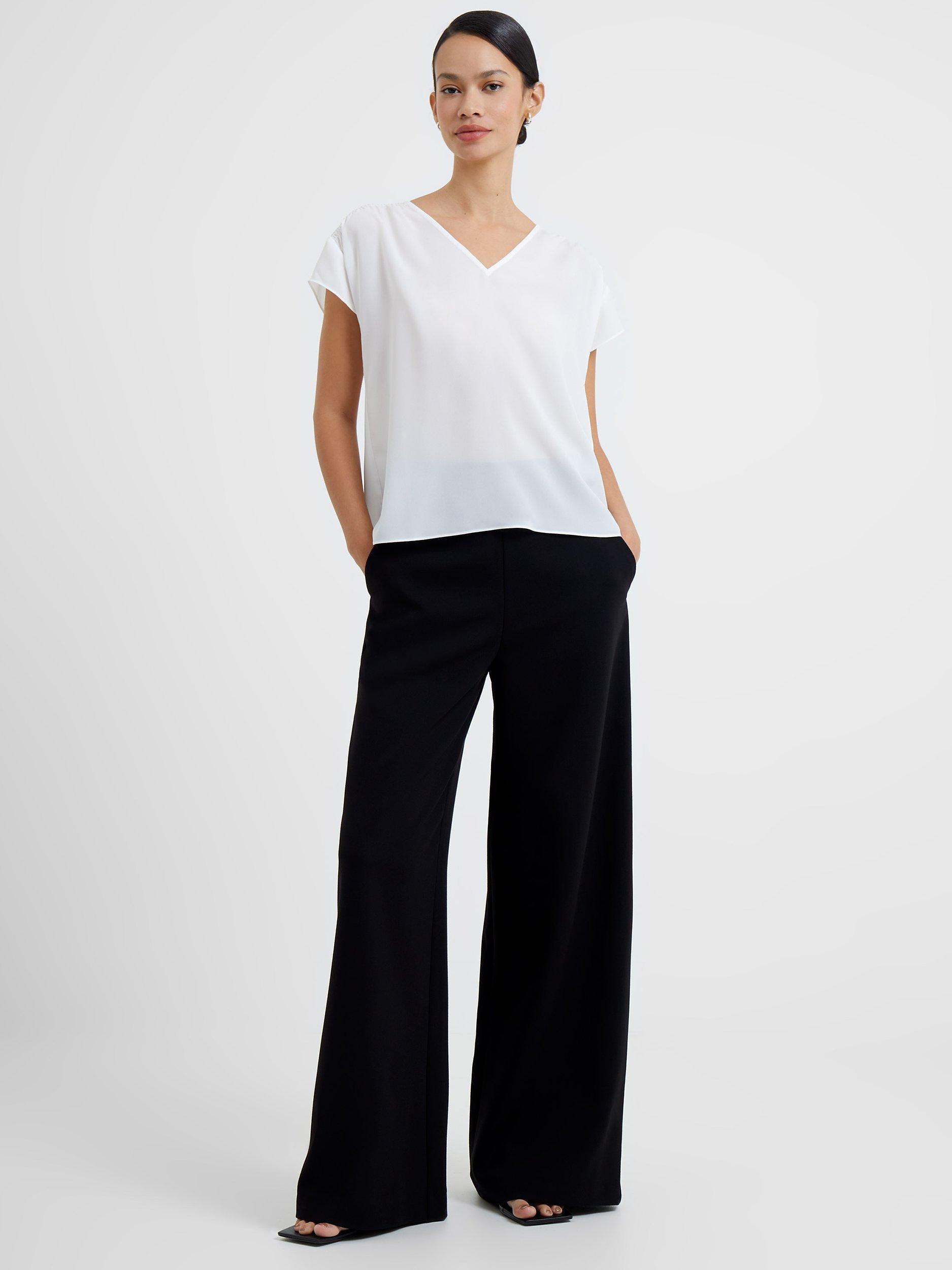 French Connection Crepe Light V-Neck Top, Summer White        