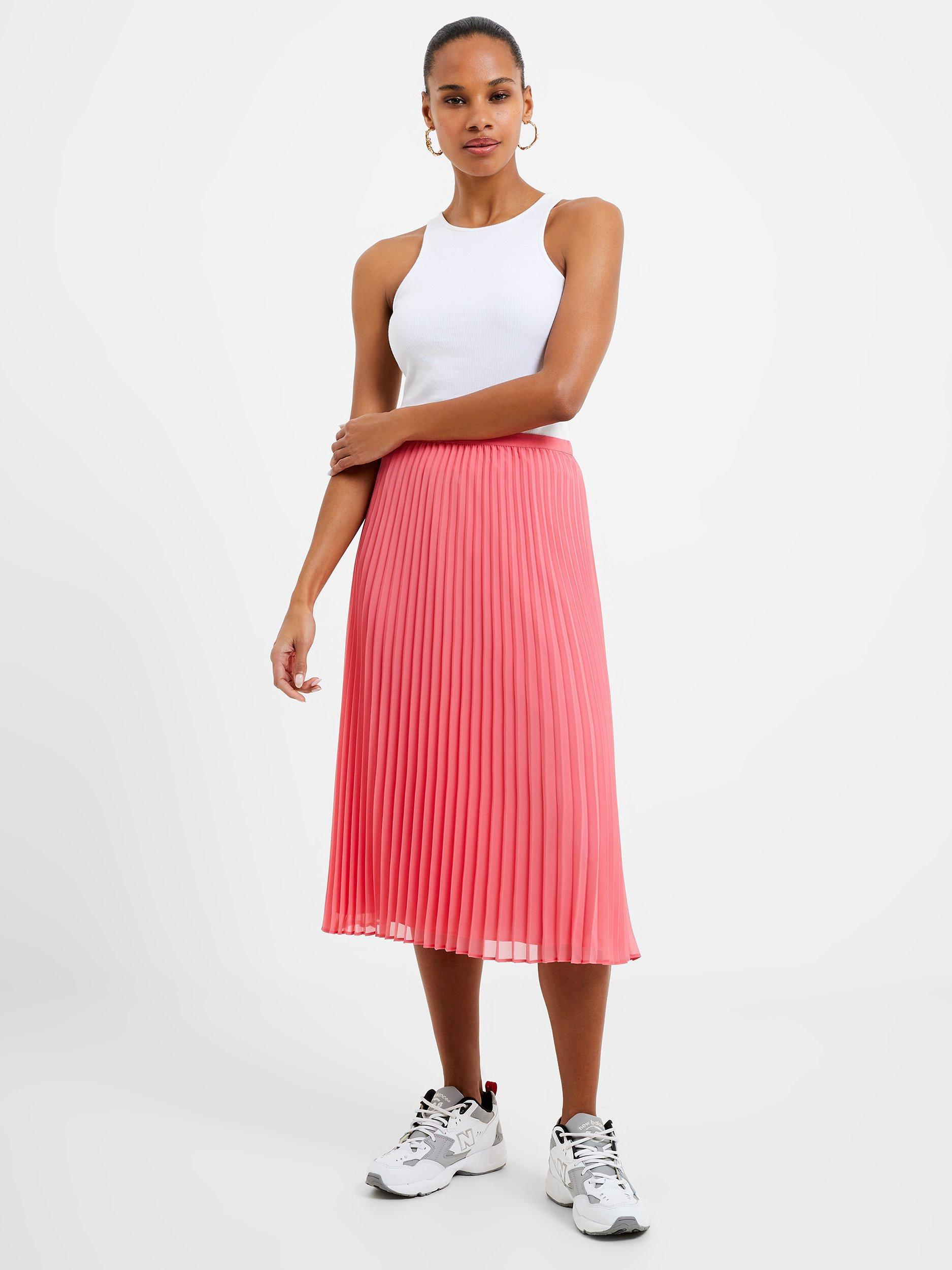 French Connection Pleated Solid Midi Skirt, Camilla Rose        