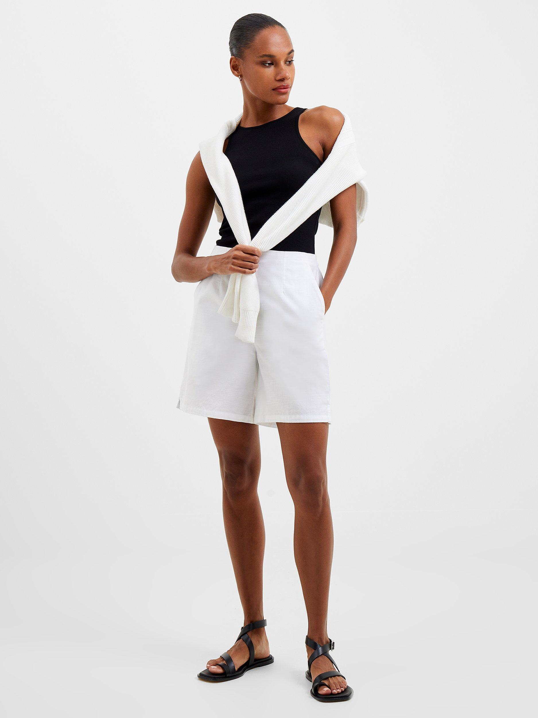 French Connection Alania Lyocell Blend Shorts, Linen White         