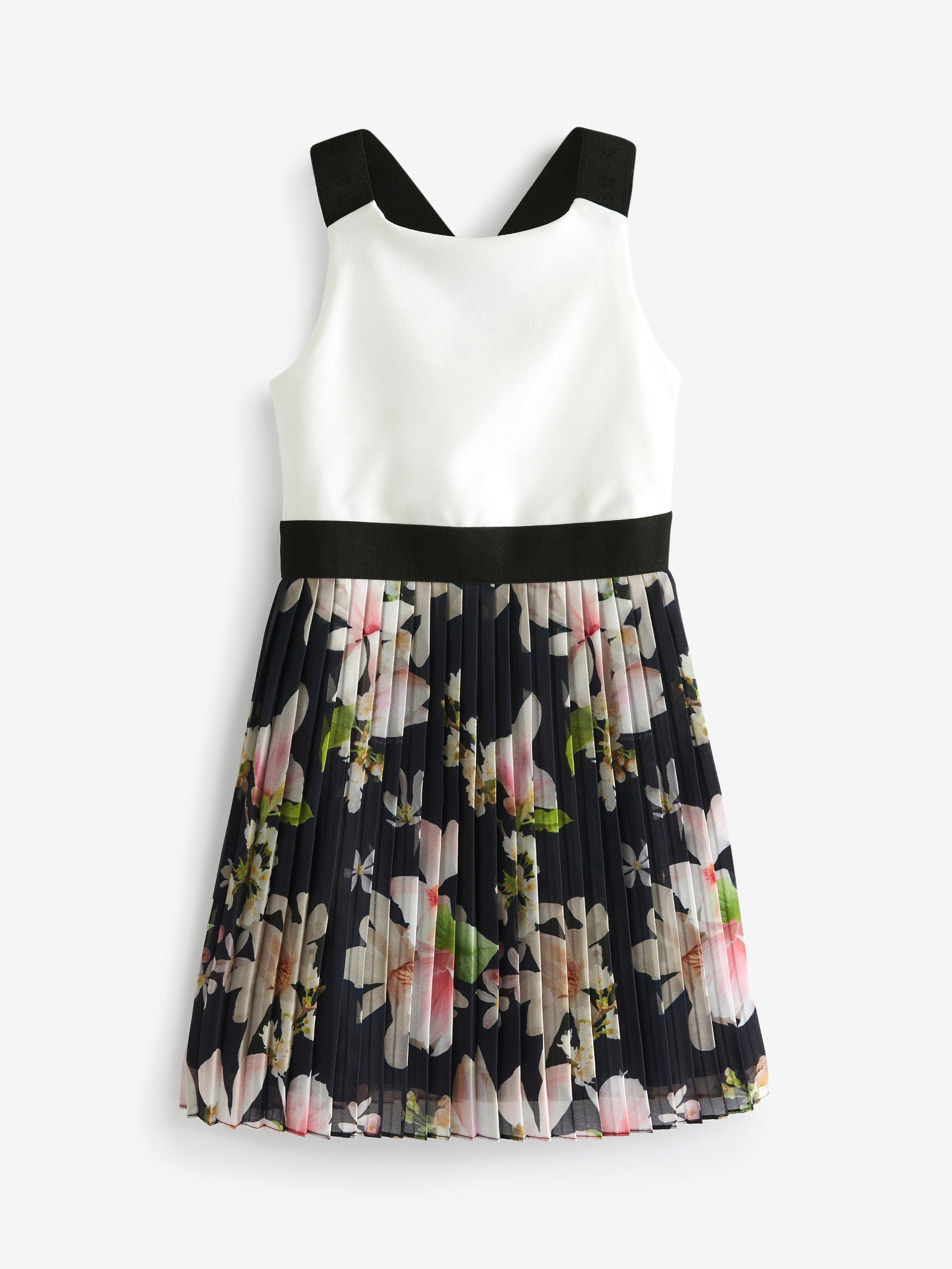 Ted Baker Kids' Ike Pleated Magnolia Halter Neck Party Dress, Multi
