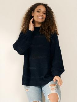 Truly Open Knit Wool Blend Jumper, Navy