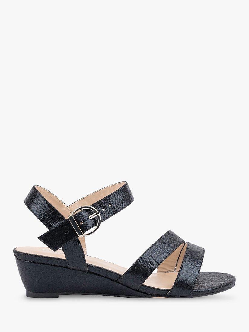 Paradox London Janet Wide Fit Wedge Sandals, Black, 4W