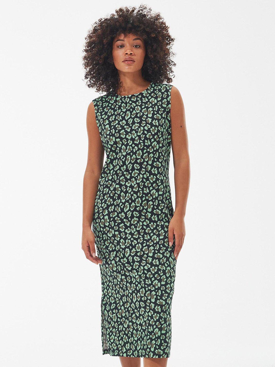 Barbour International Fullcourt Printed Dress, Black/Multi