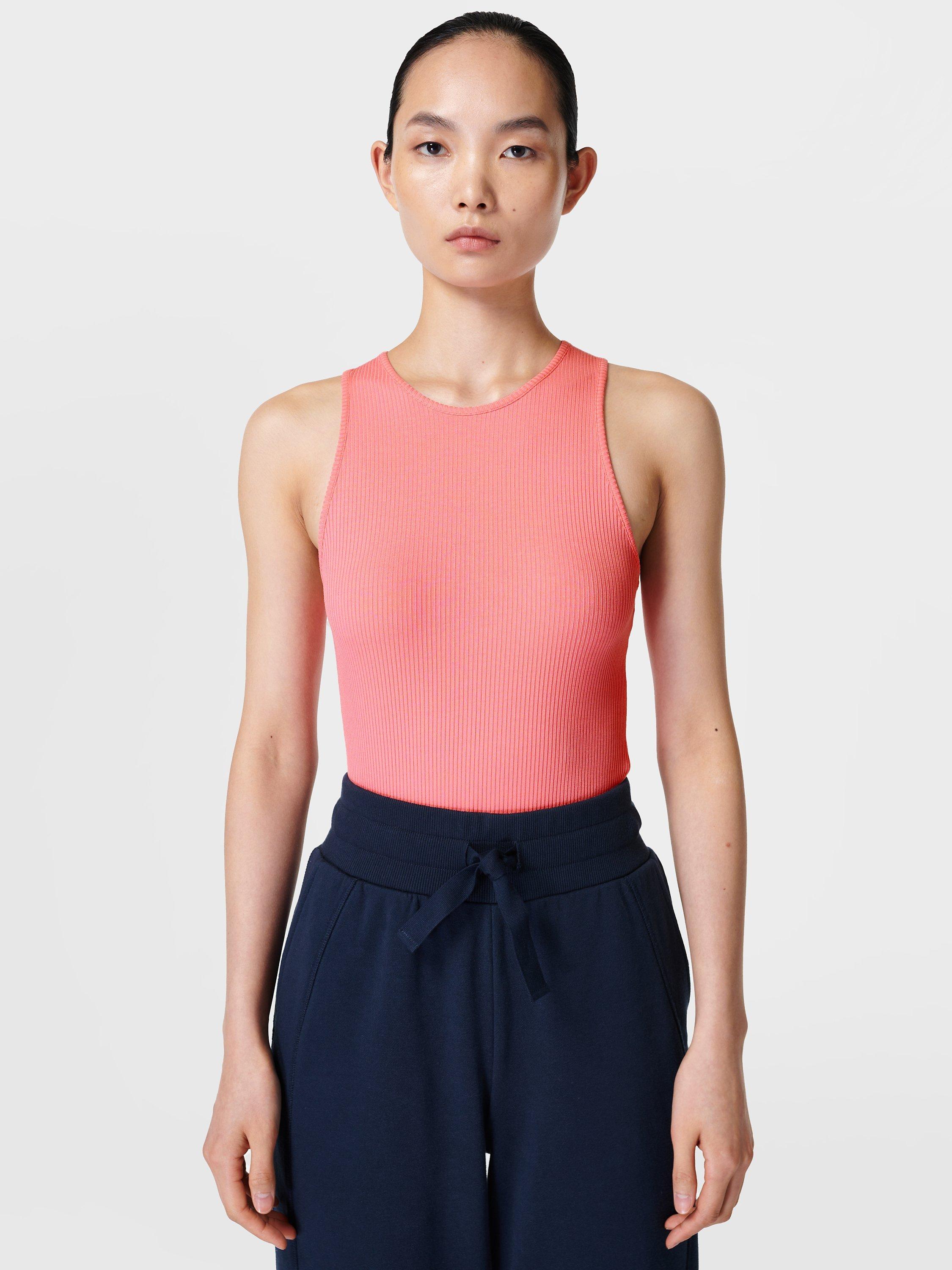 Sweaty Betty Harper Racer Rib Tank Top, Watermelon Pink