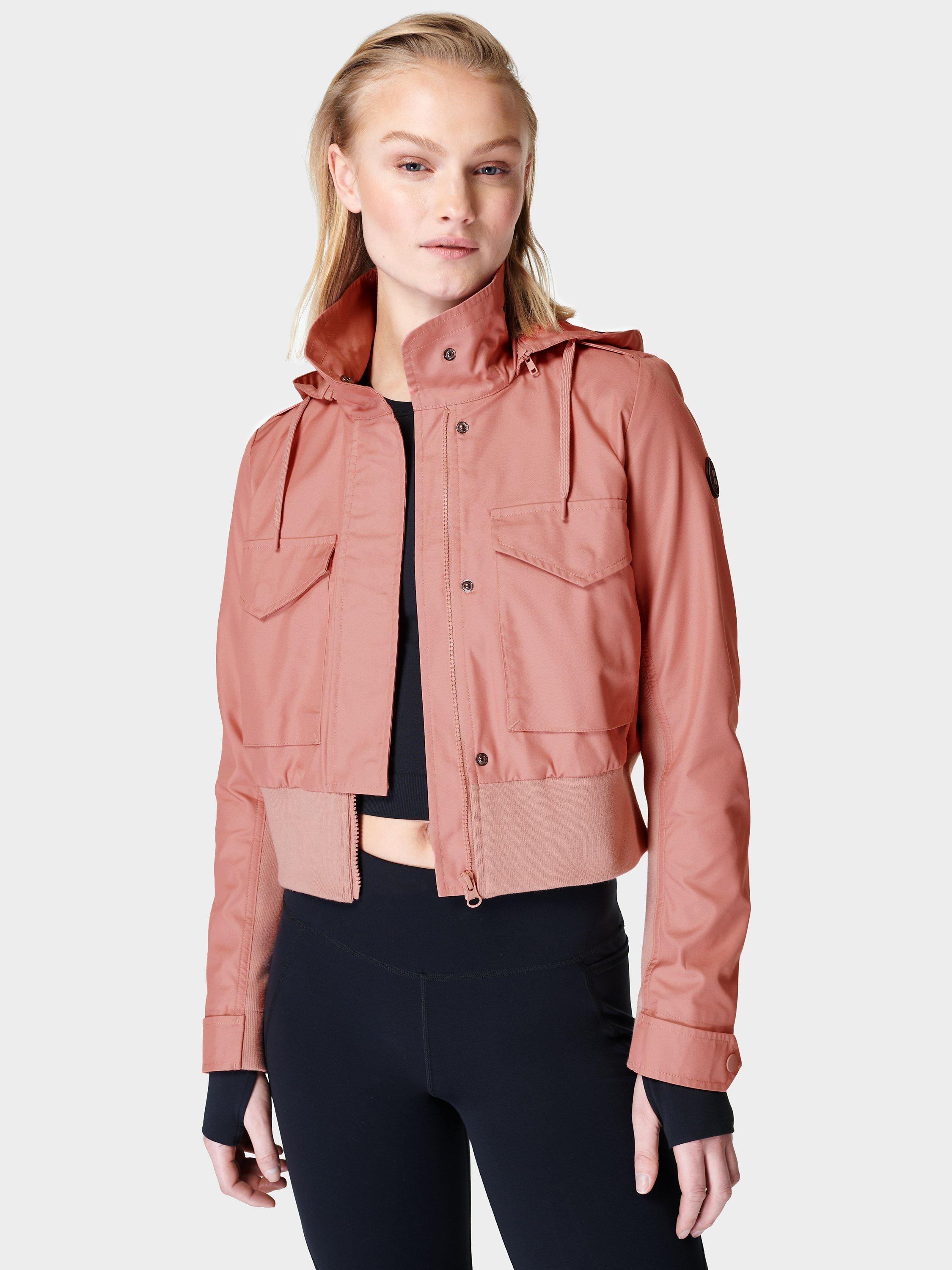 Sweaty Betty Timeless Cropped Trench Jacket, Clay Pink