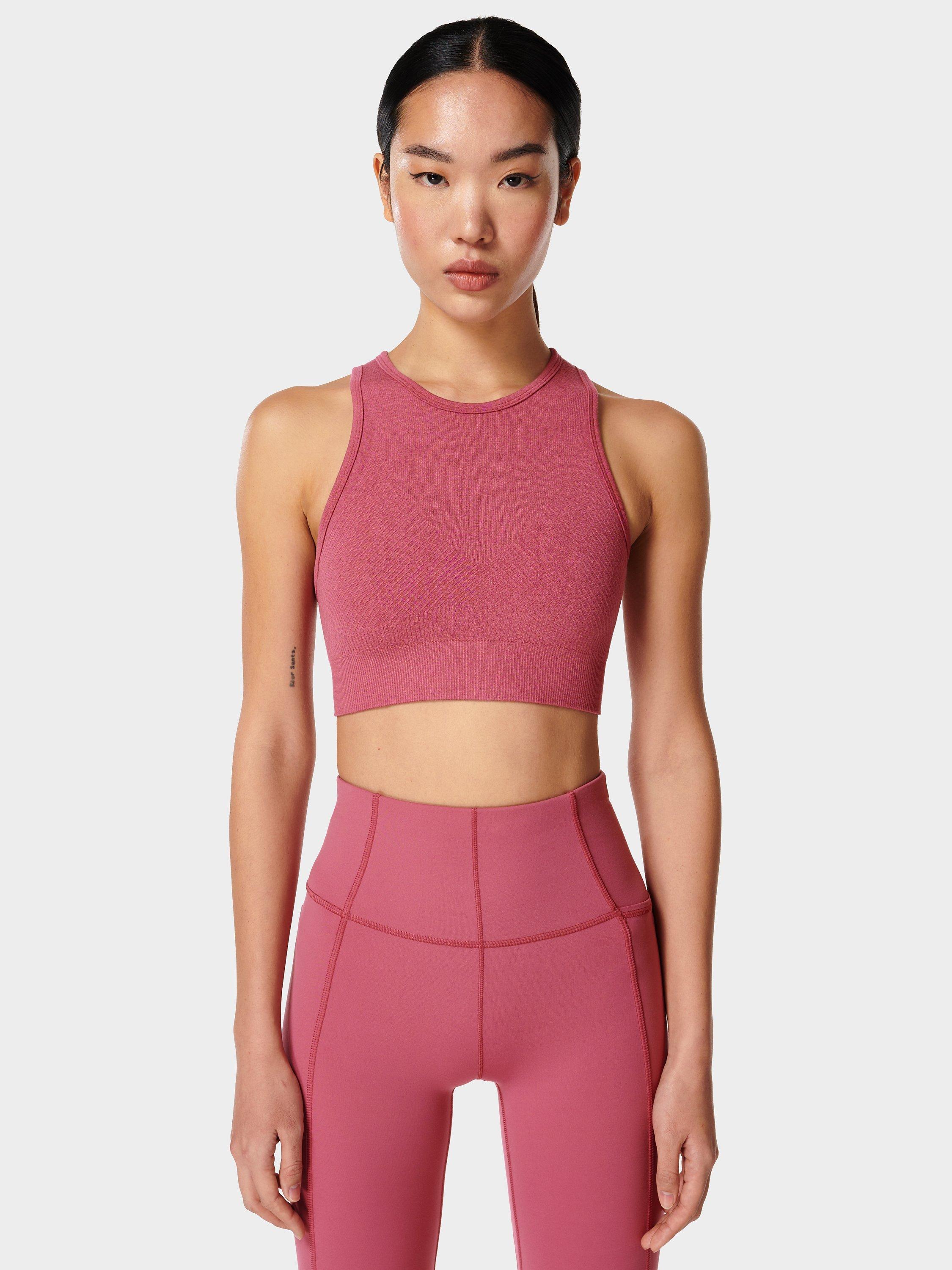 Sweaty Betty Mindful High Neck Sports Bra, Ambient Pink