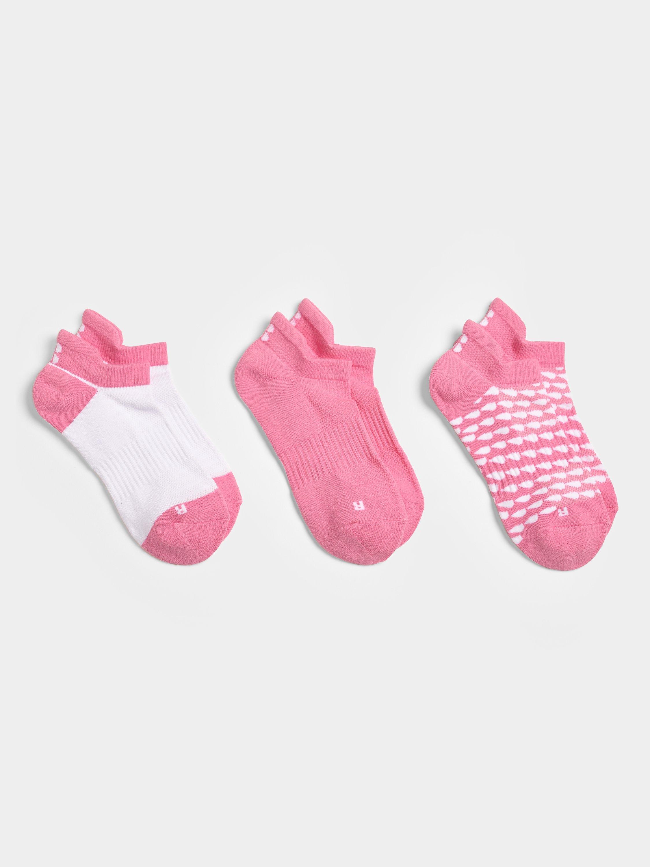 Sweaty Betty Workout Trainer Socks, Pack of 3, Sparkling Pink