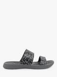 totes SOLBOUNCE Double Strap Slider Sandals, Grey Leopard