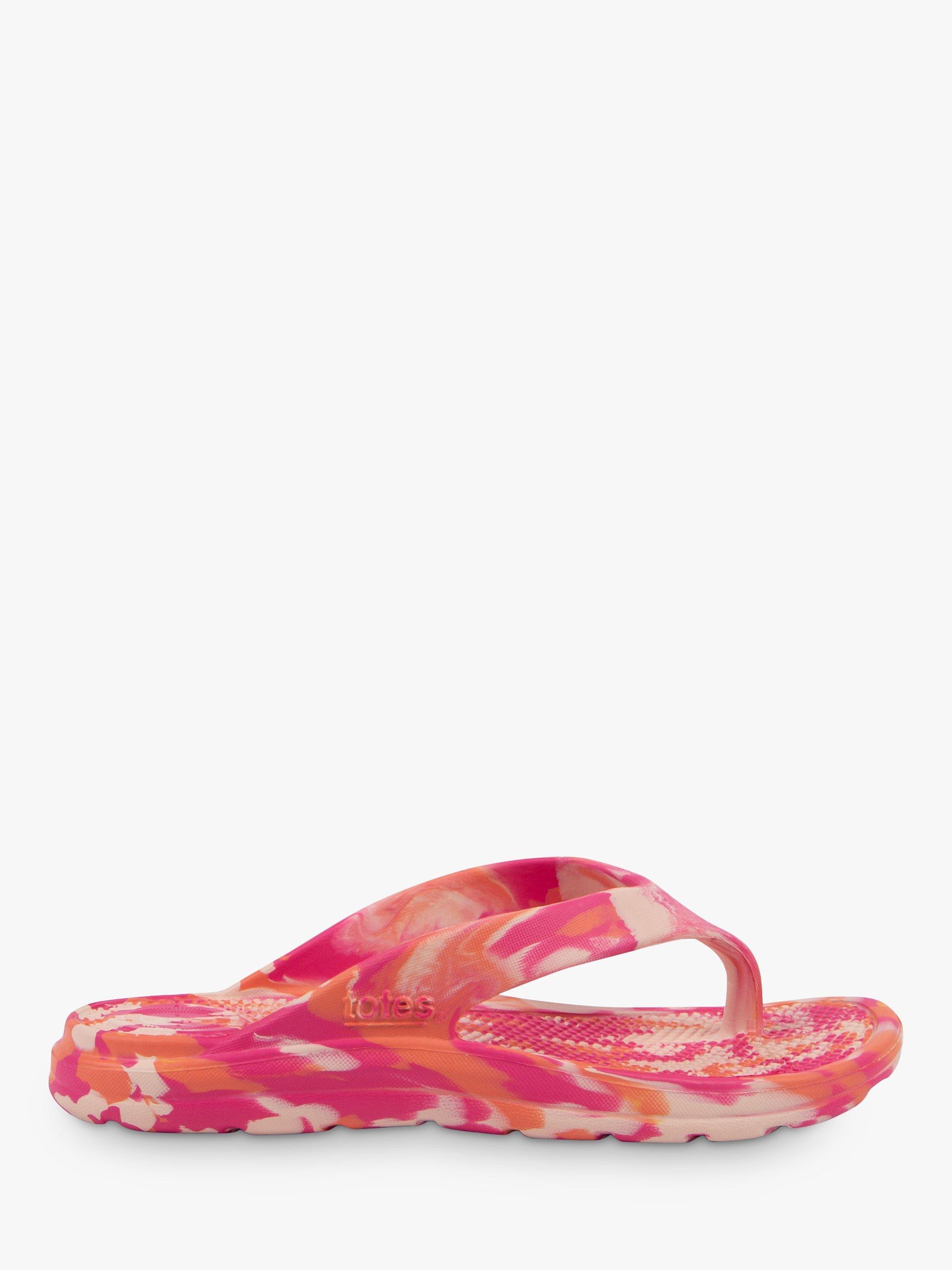 Product image 1 of 6, which shows totes SOLBOUNCE Toe Post Sandals, Pink Tie Dye, 4
