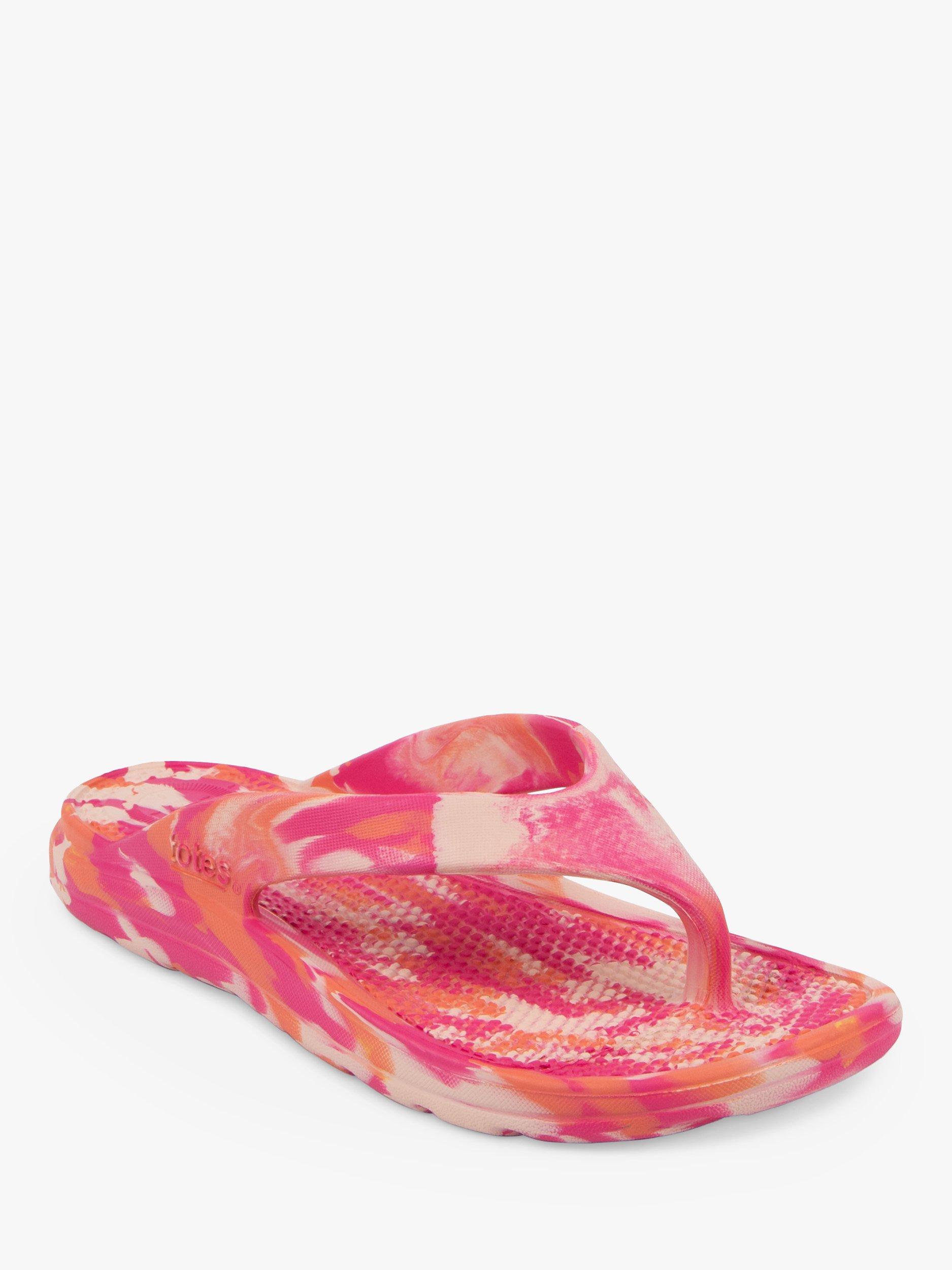 Product image 2 of 6, which shows totes SOLBOUNCE Toe Post Sandals, Pink Tie Dye, 4