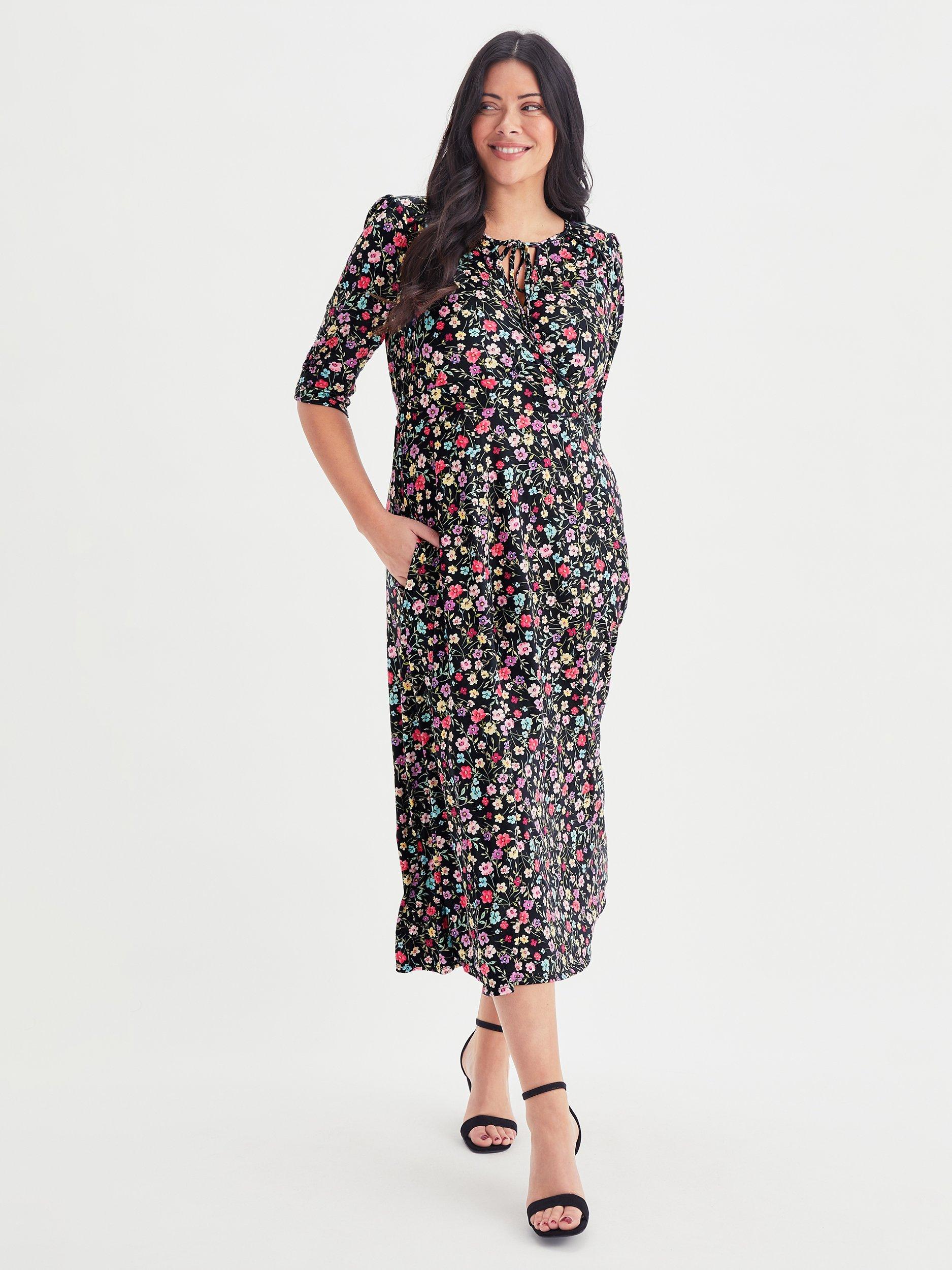 Scarlett & Jo Multi Tie Wrap Dress, Black/Multi
