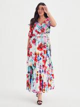 Phase Eight Evelin Floral Frill Midi Dress, Ivory/Multi