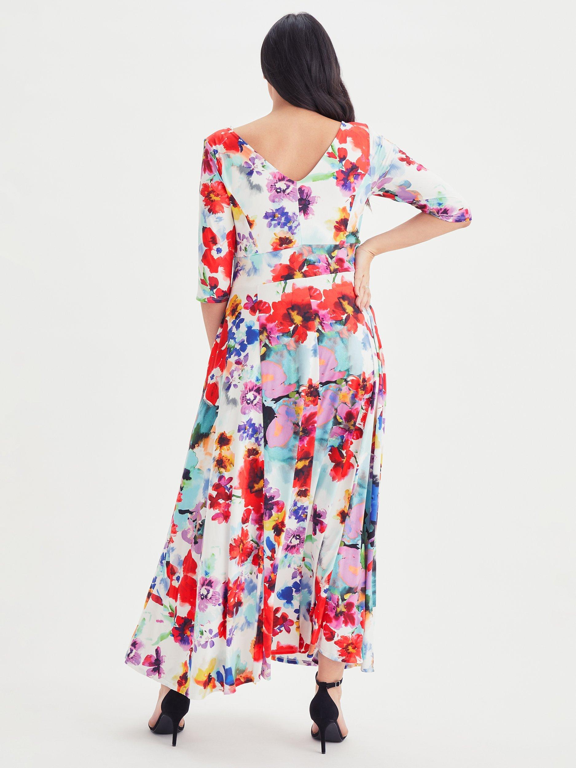 Product image 4 of 4, which shows Scarlett & Jo Isabella Floral Maxi Dress, Ivory/Multi, 12