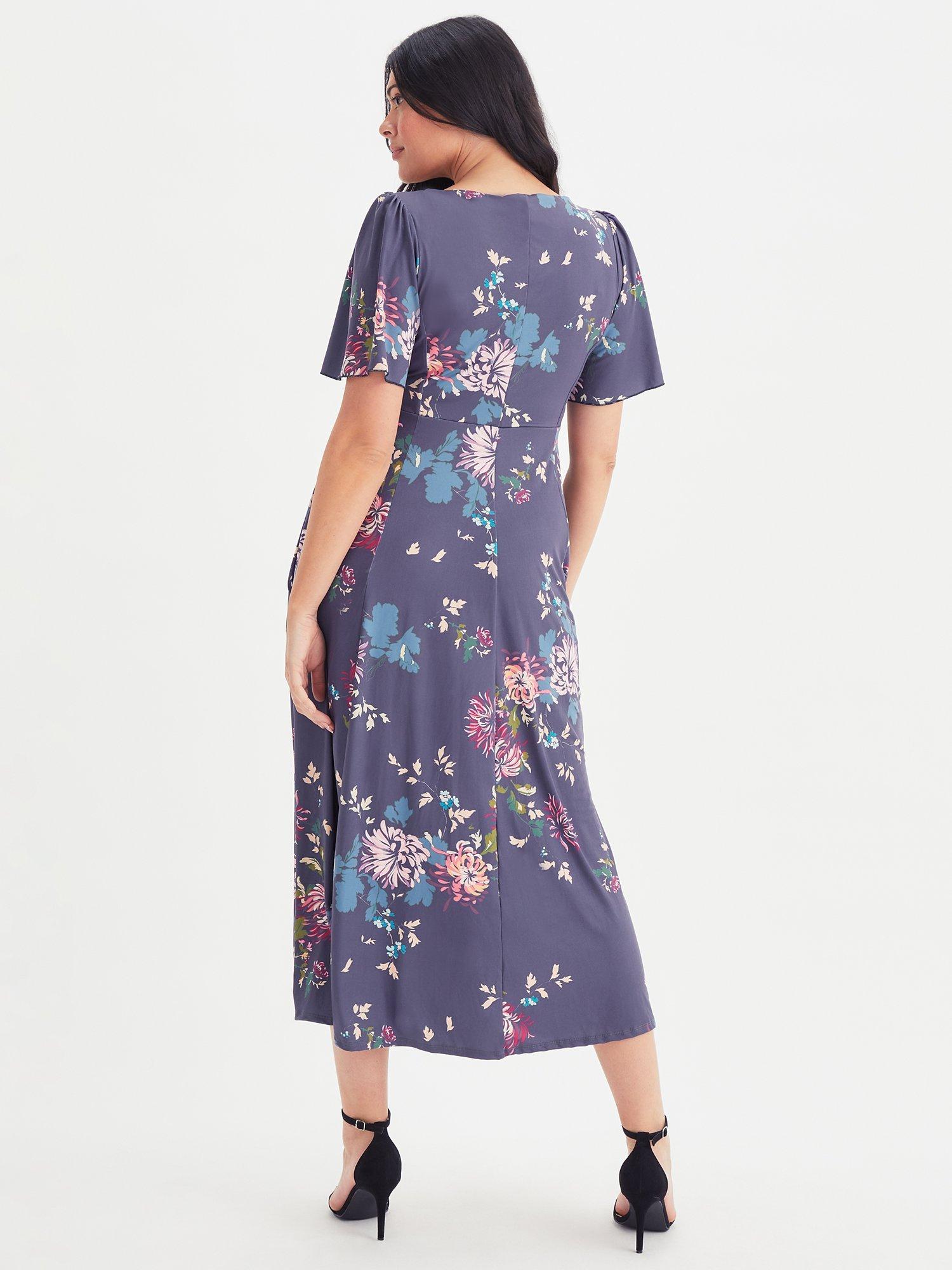 Product image 4 of 4, which shows Scarlett & Jo Ruched Bodice Floral Dress, Blue, 12