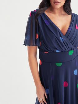 Scarlett & Jo Isabelle Polka Dot Float Sleeve Maxi Dress, Navy - view 2, Navy