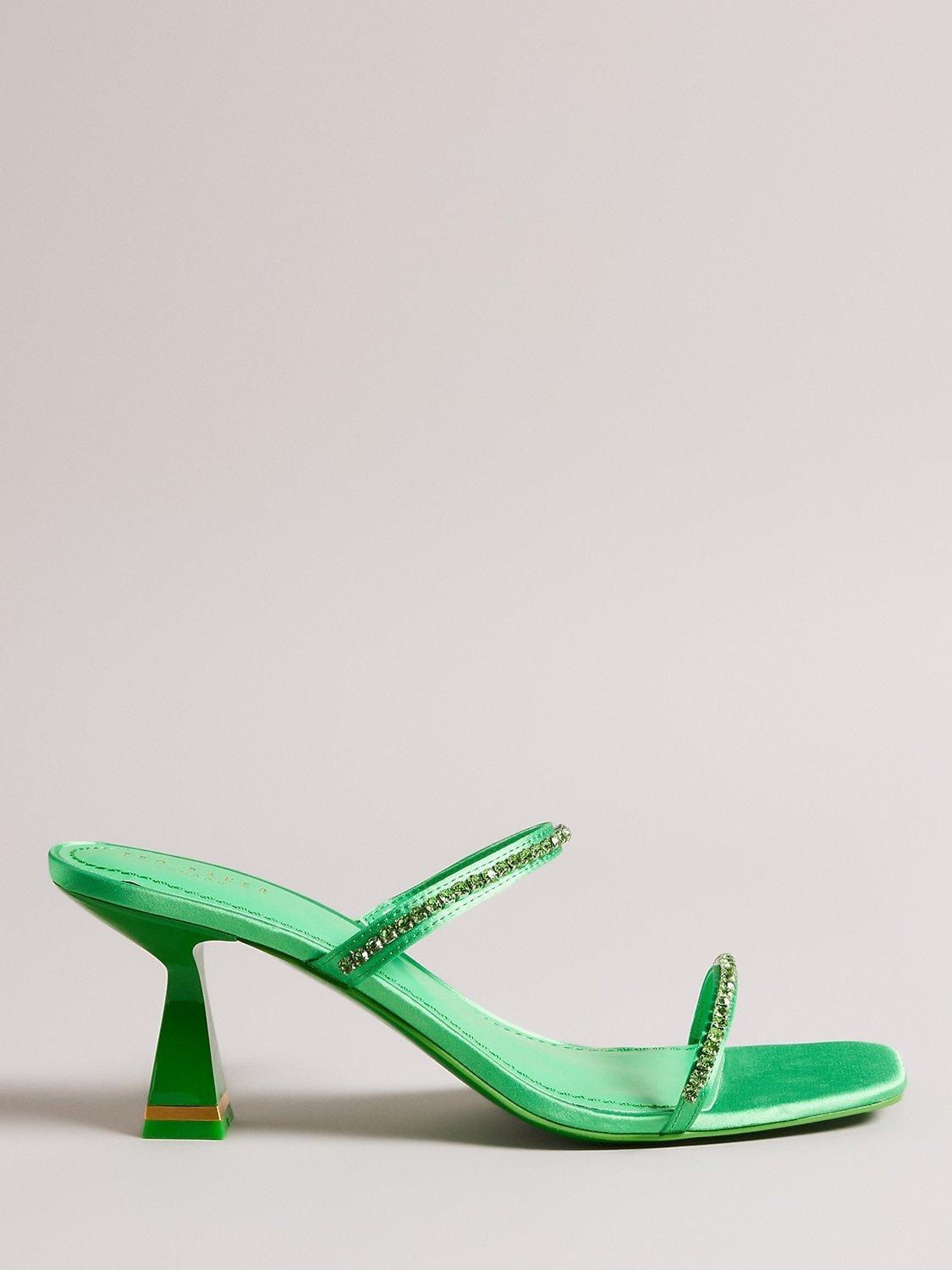 Ted Baker Rinita Diamante Satin Mule Heel Sandals, Green