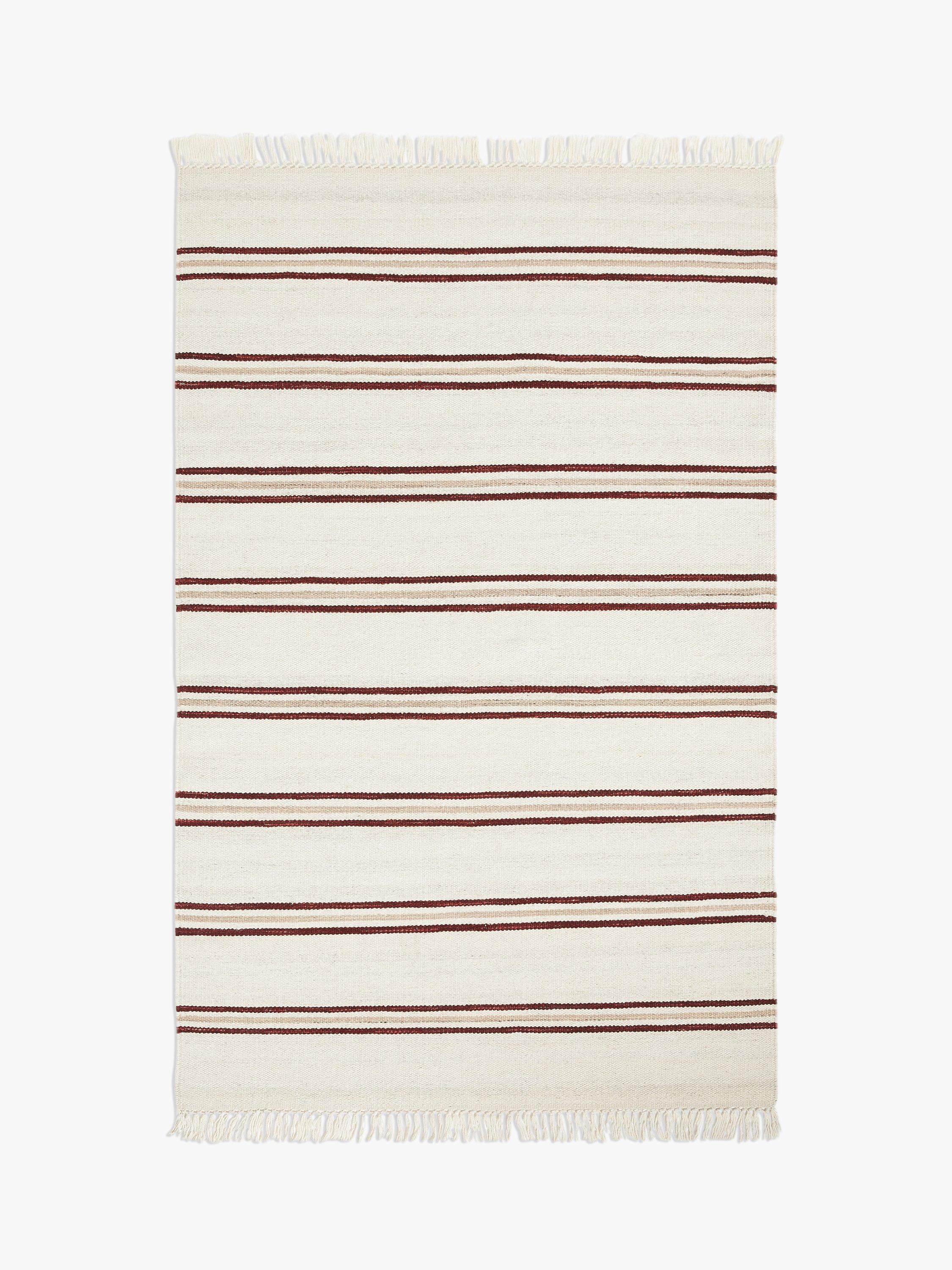 John Lewis Bude Stripe Rug, Damson
