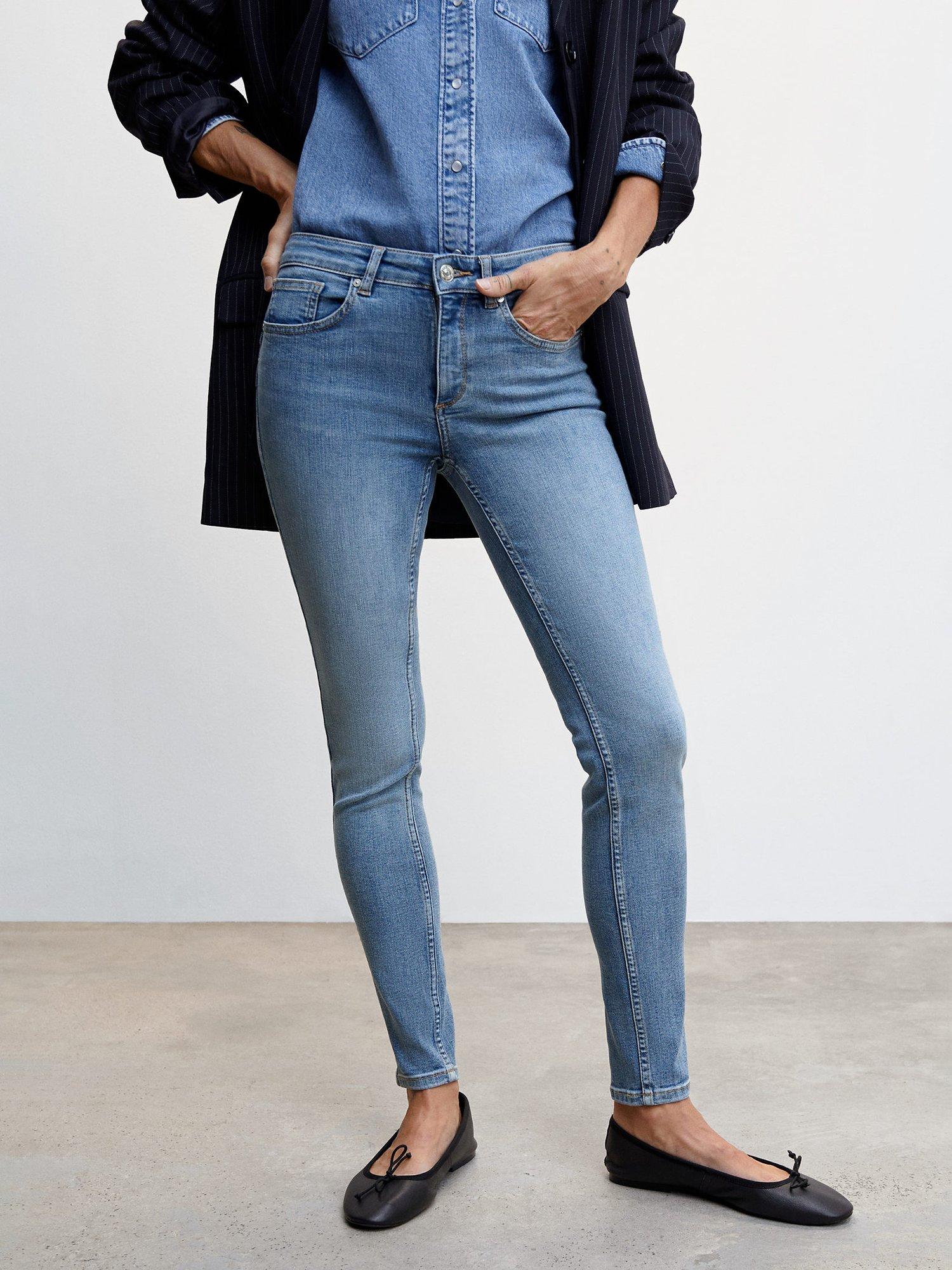 Mango Skinny Push Up Jeans, Mid Blue
