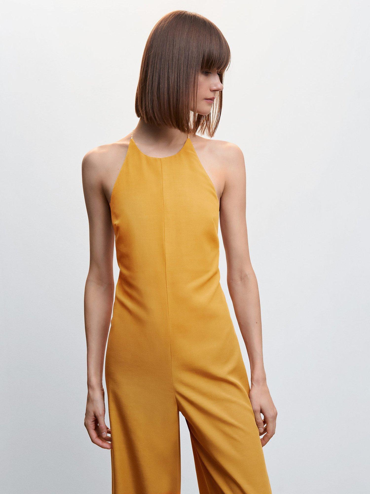 Mango Open Back Jumpsuit, Medium Brown