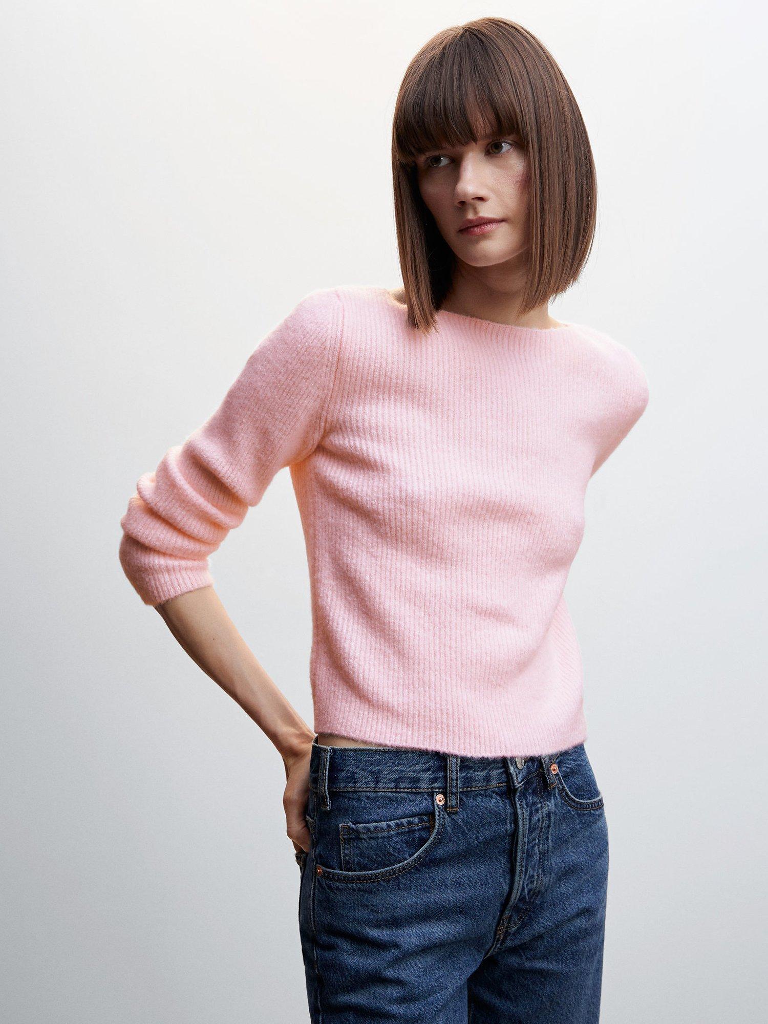 Mango Rosa Ribbed Jumper, Pink