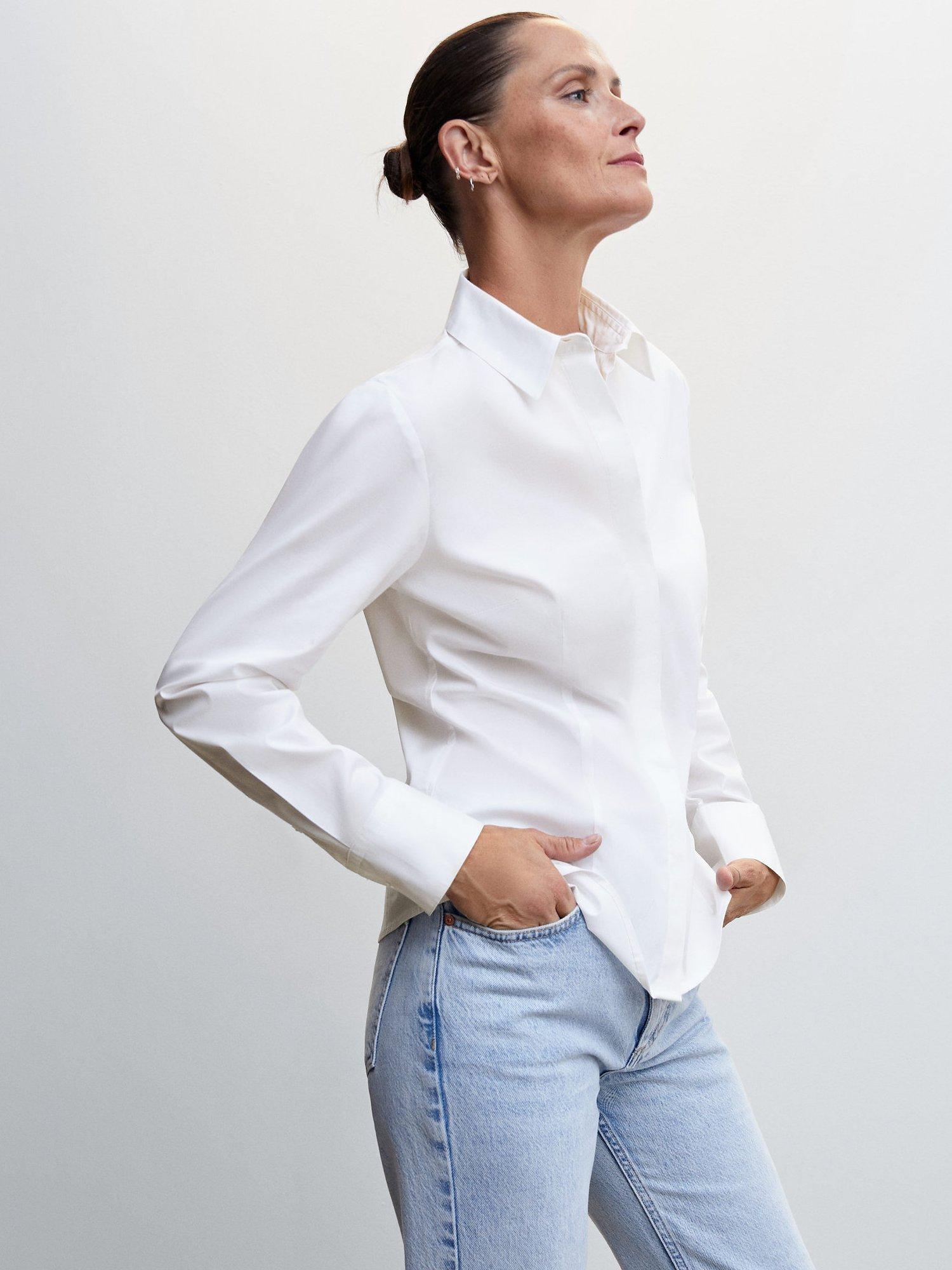 Mango Sofia Cotton Shirt, Natural White