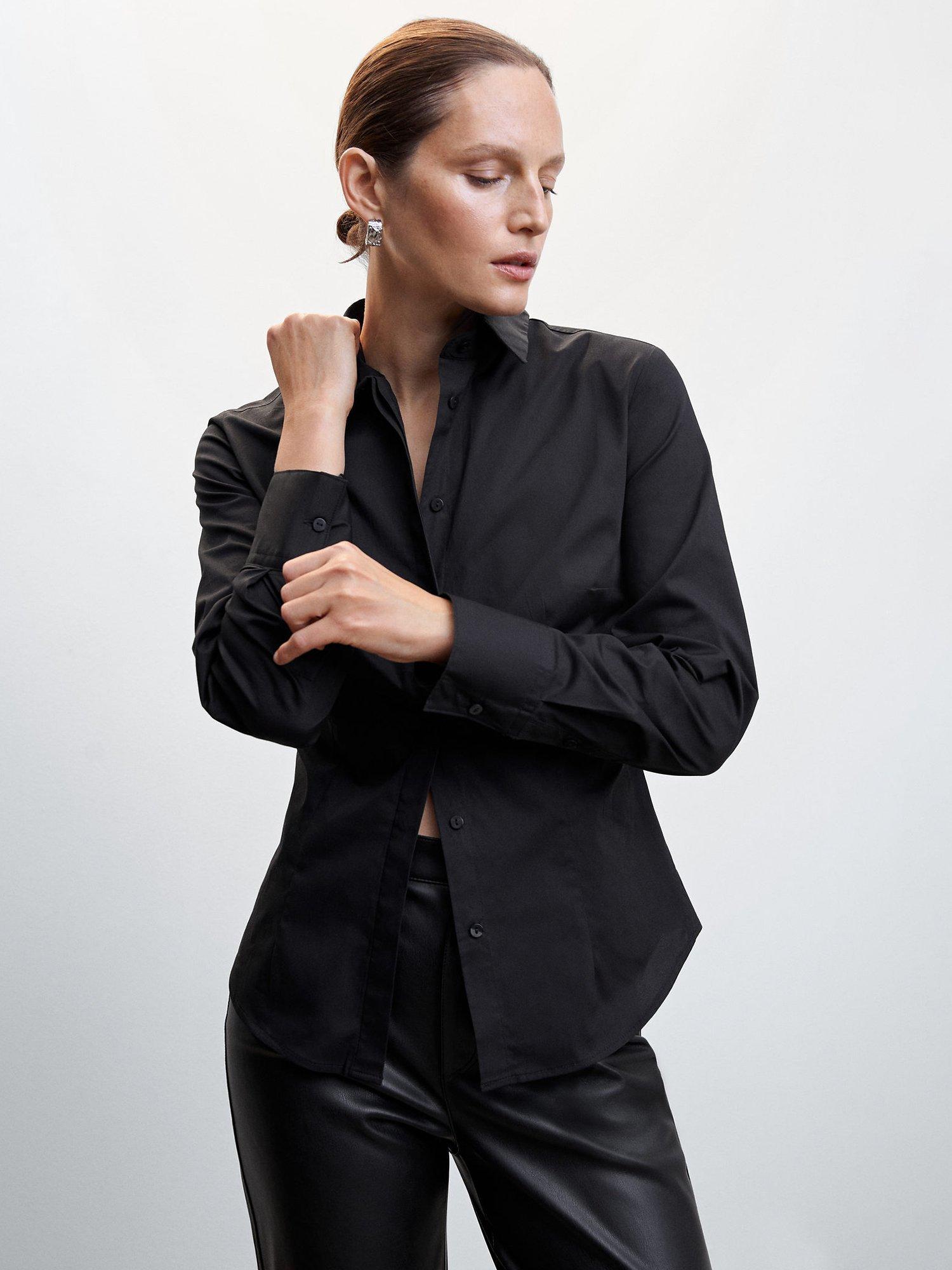 Mango Sofia Cotton Shirt, Black