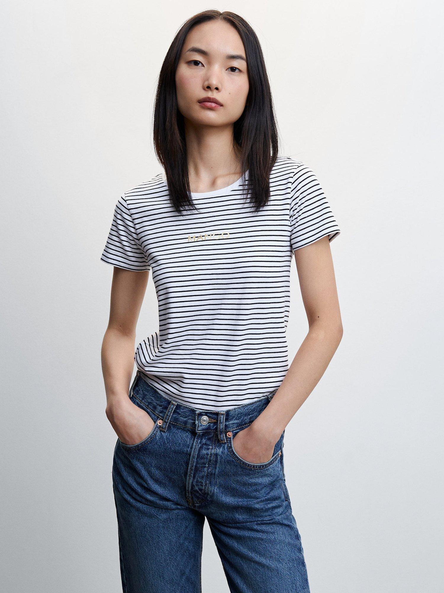 Mango Logo T-Shirt, Black/White