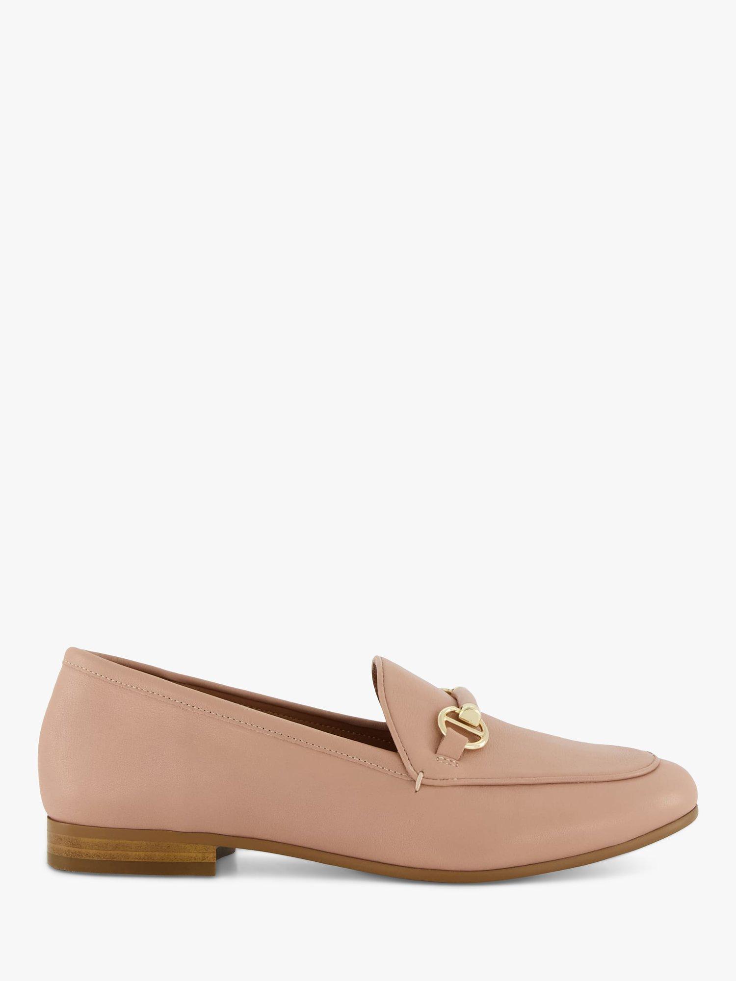 Dune Grandeur Leather Metal Trim Snaffle Loafers, Blush