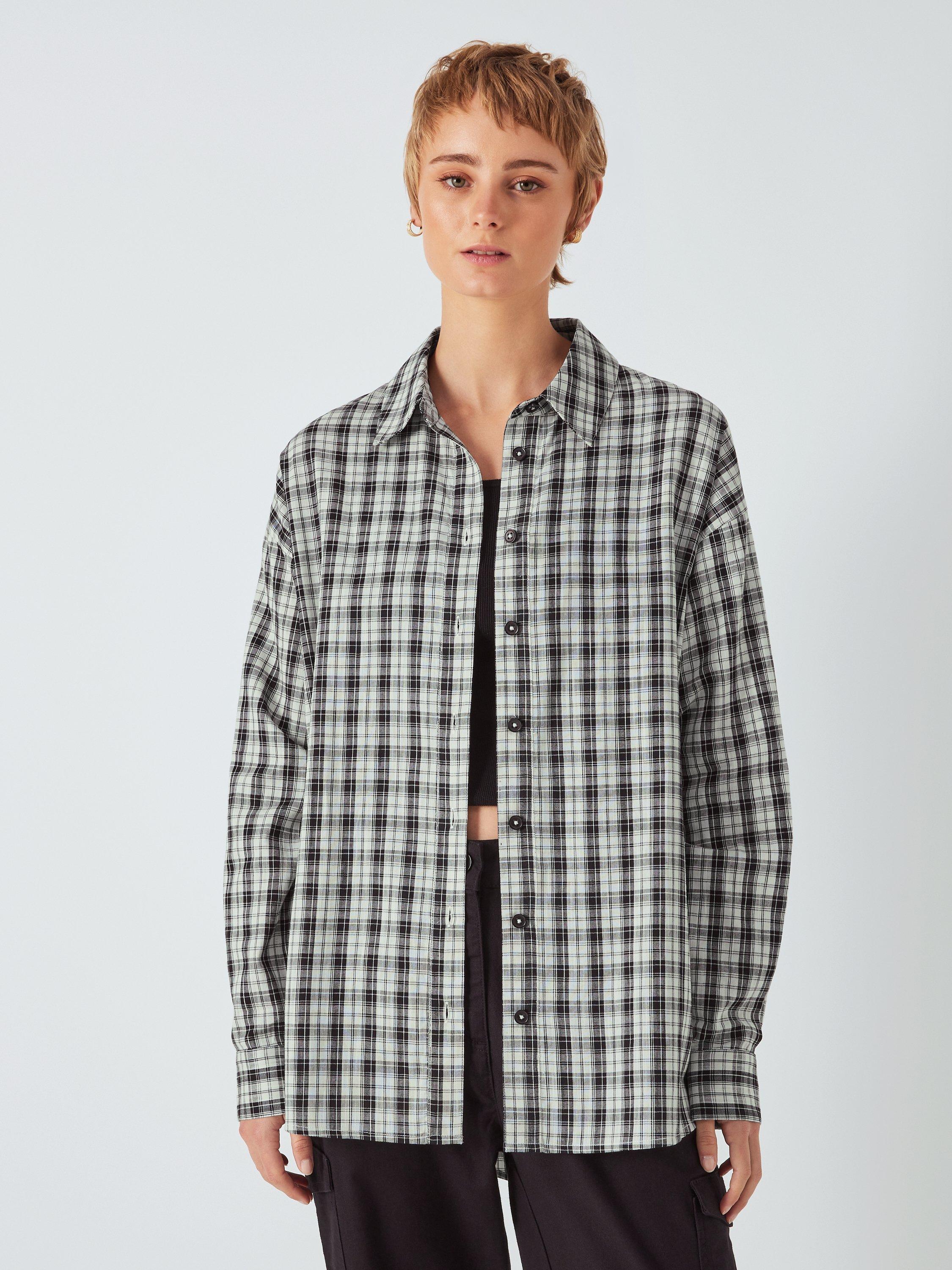 John Lewis ANYDAY Oversized Long Sleeve Check Shirt, Black/Multi