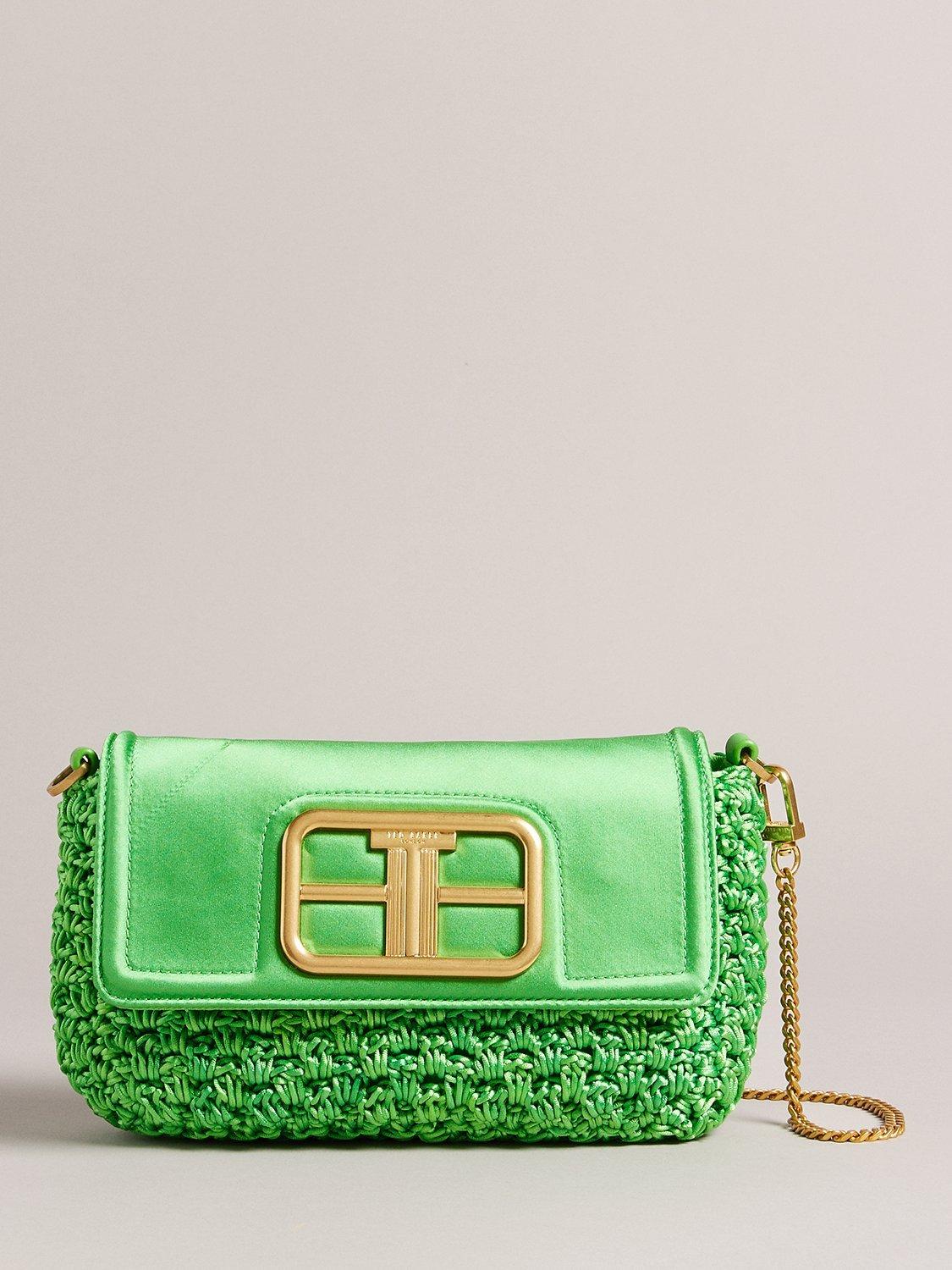 Ted Baker Tikyra Satin Crochet Cross Body Bag, Green