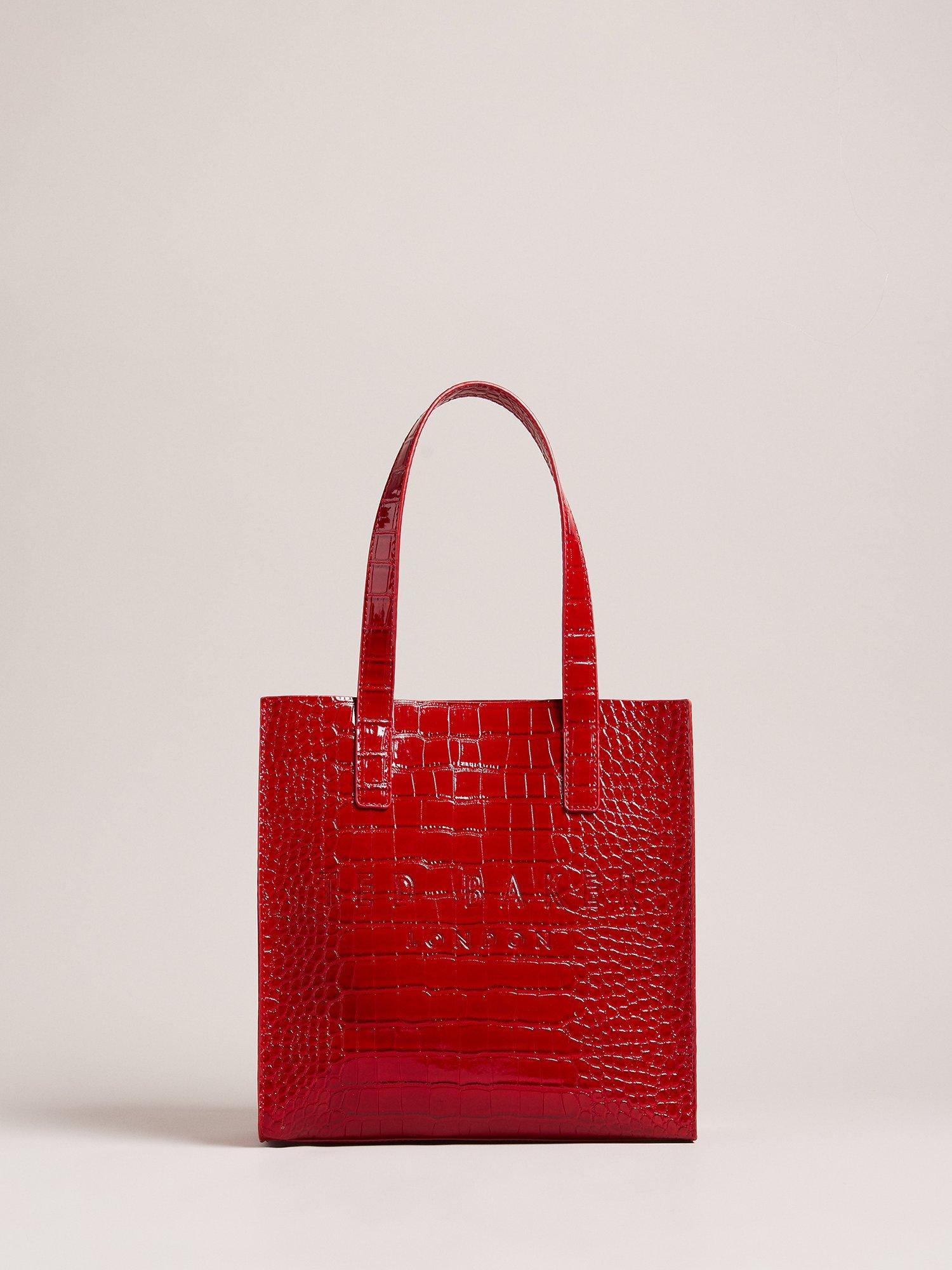 Ted Baker Reptcon Croc Detail Small Icon Shopper Bag, Red, One Size
