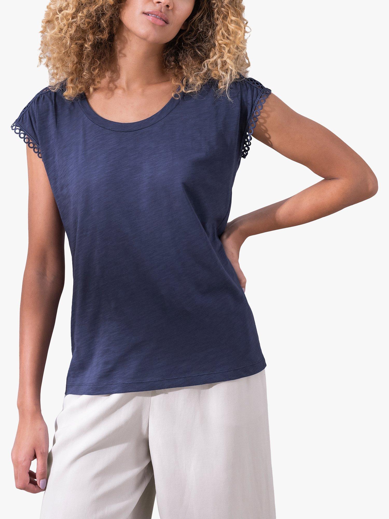 Celtic & Co. Organic Cotton Jersey Loop Trim Top, Navy