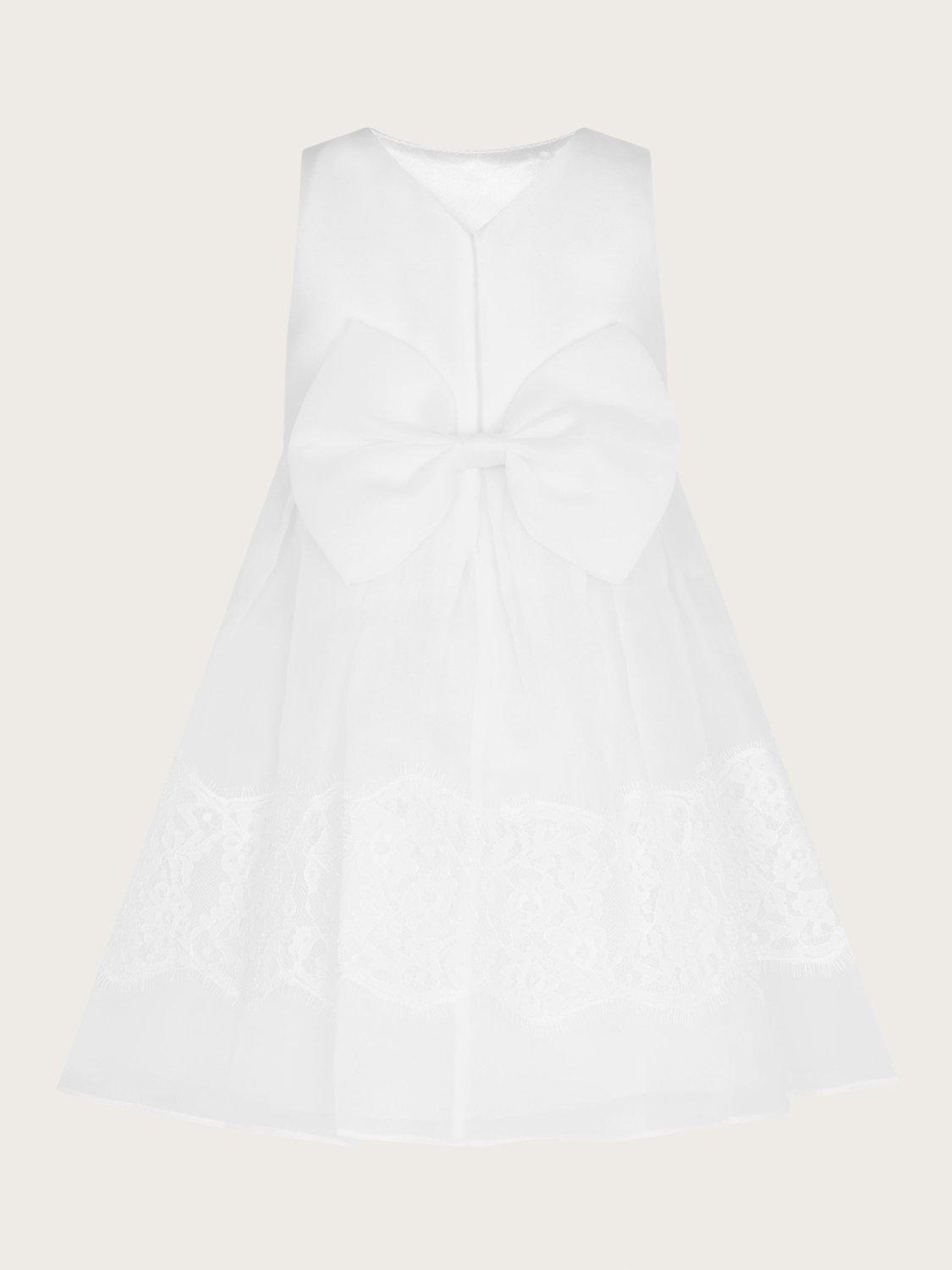 Product image 2 of 3, which shows Monsoon Baby Alovette Hope Lace Christening Dress, White, 0-3 months