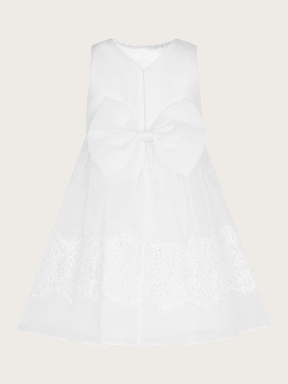 Monsoon Baby Alovette Hope Lace Christening Dress, White, 0-3 months