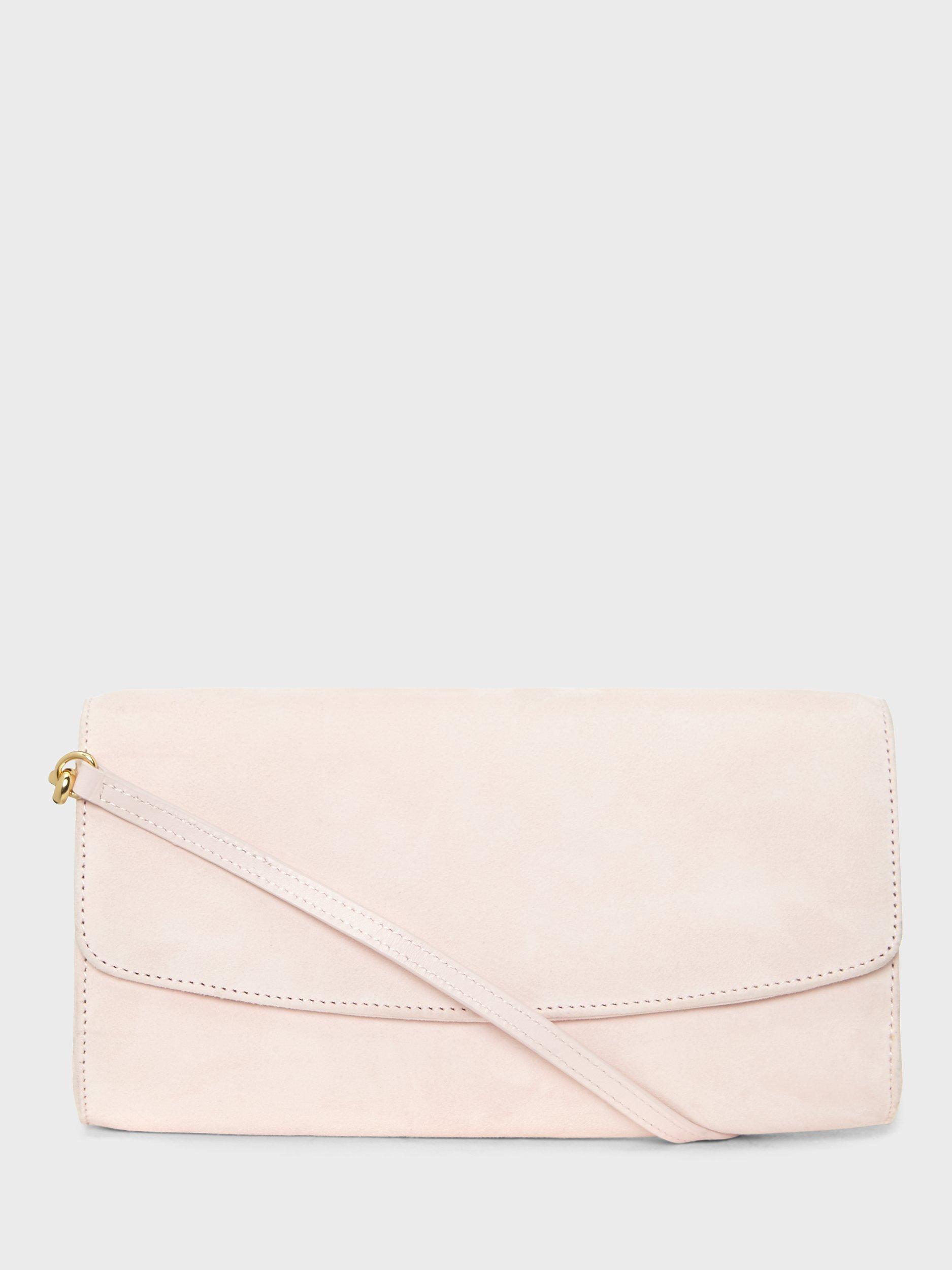 Hobbs Sarah Leather Clutch Bag, Pale Pink, One Size