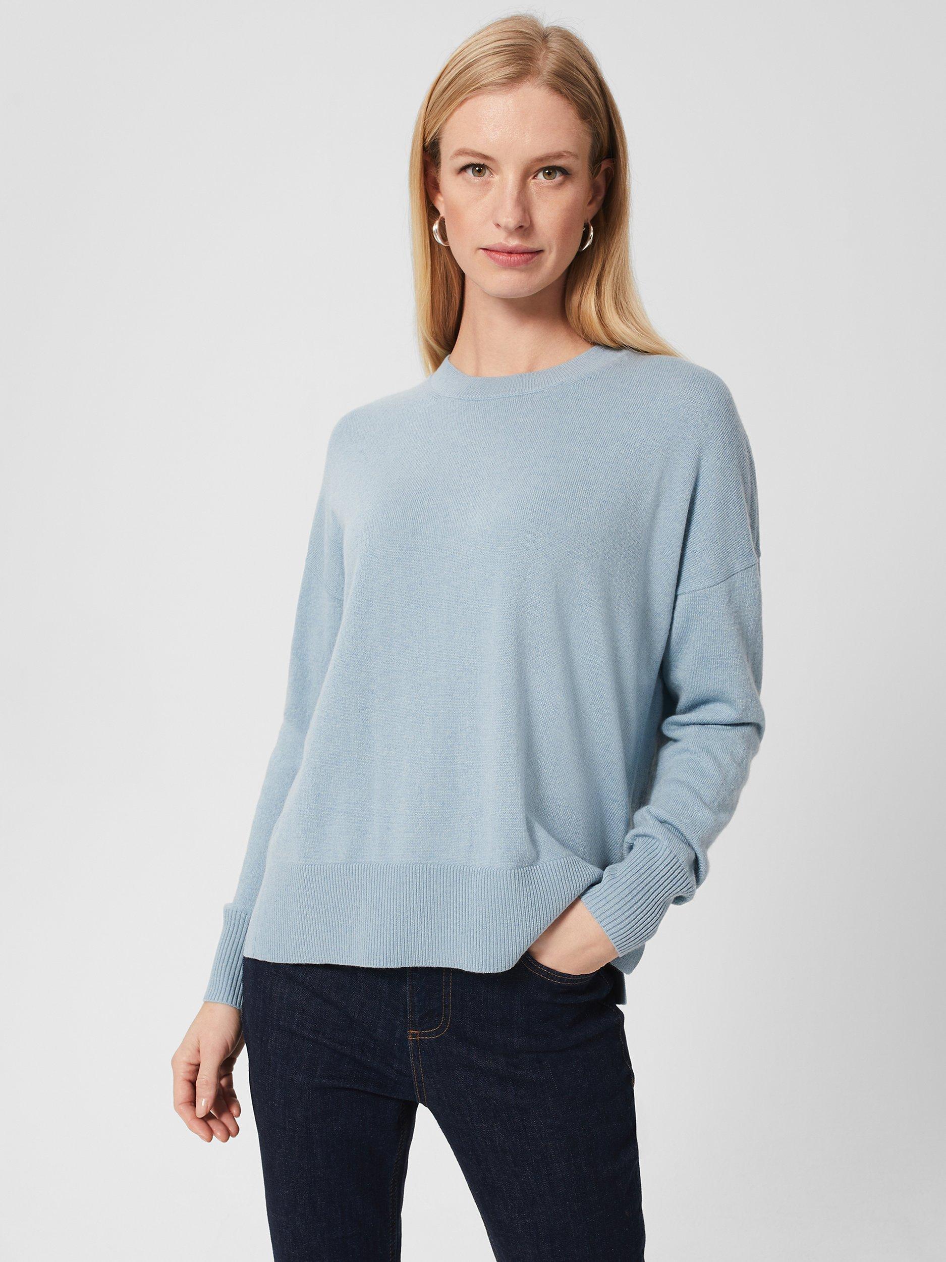 Hobbs Lydia Button Back Jumper, Dusky Blue