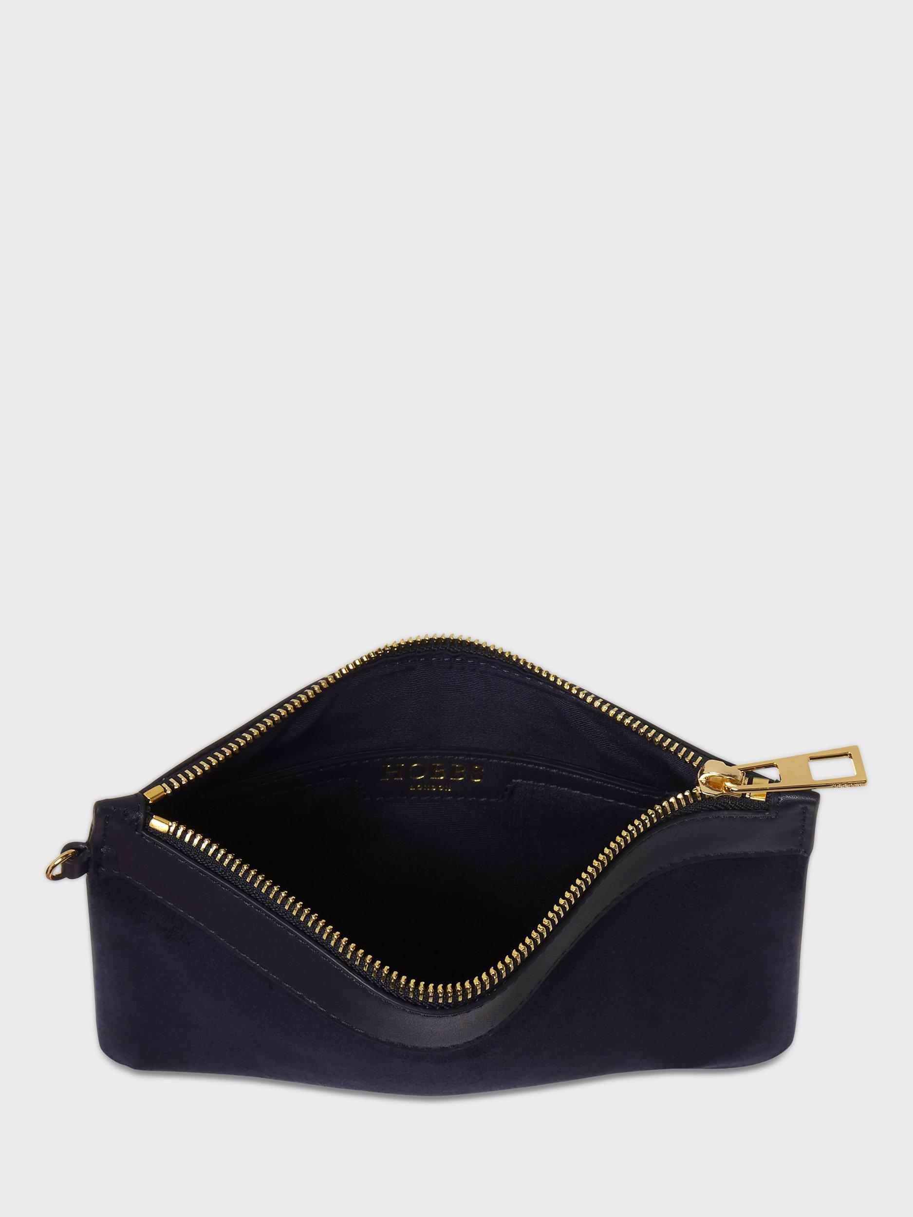 Product image 2 of 5, which shows Hobbs Lundy Suede Wristlet Purse, Midnight, Blue