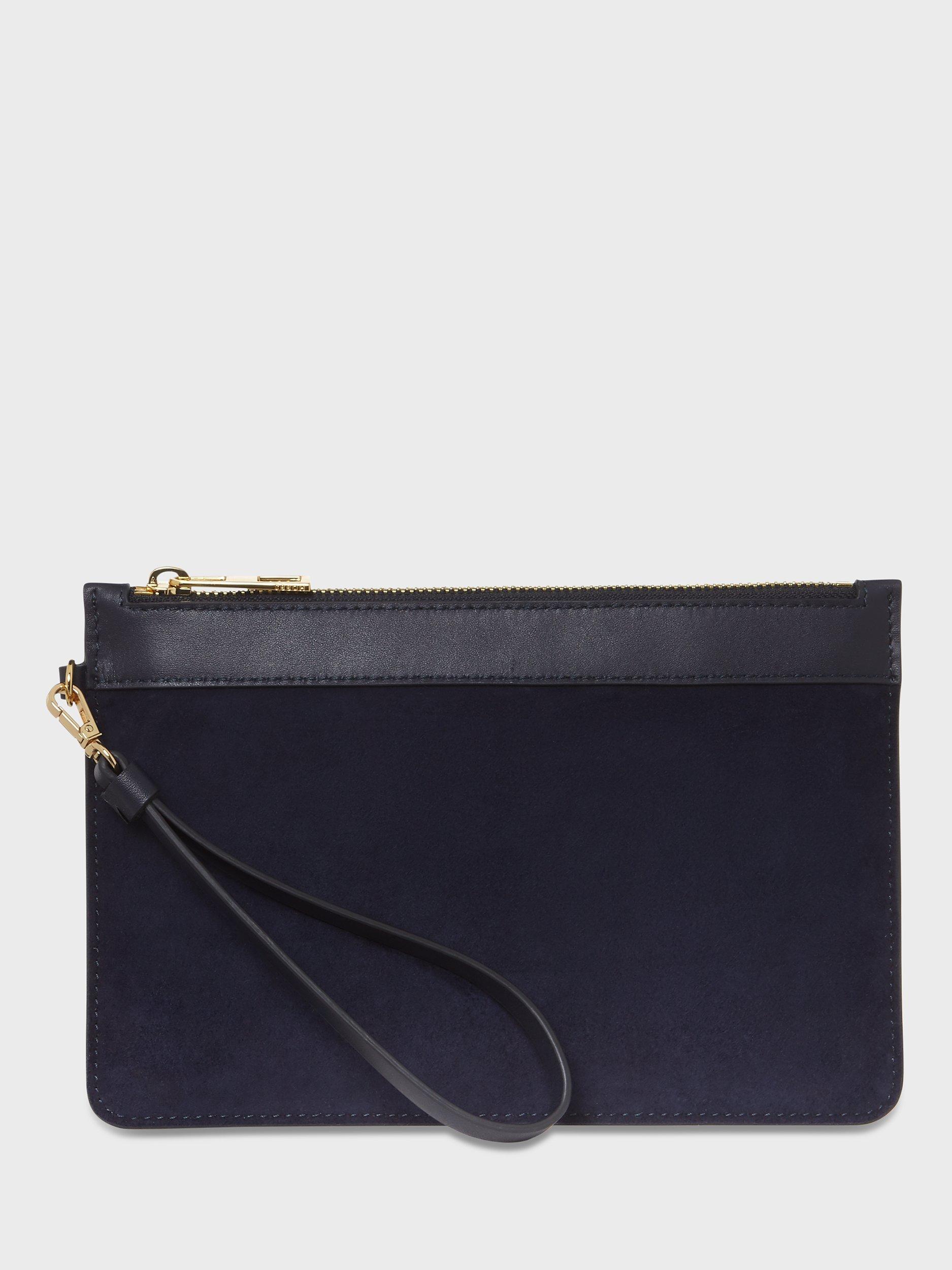 Product image 1 of 5, which shows Hobbs Lundy Suede Wristlet Purse, Midnight, Blue