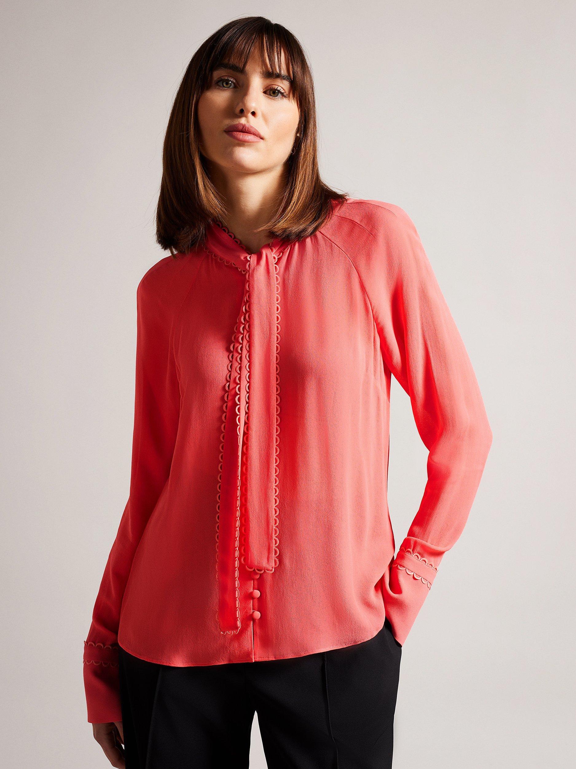 Ted Baker Rouleaux Trim Detail Blouse, Coral
