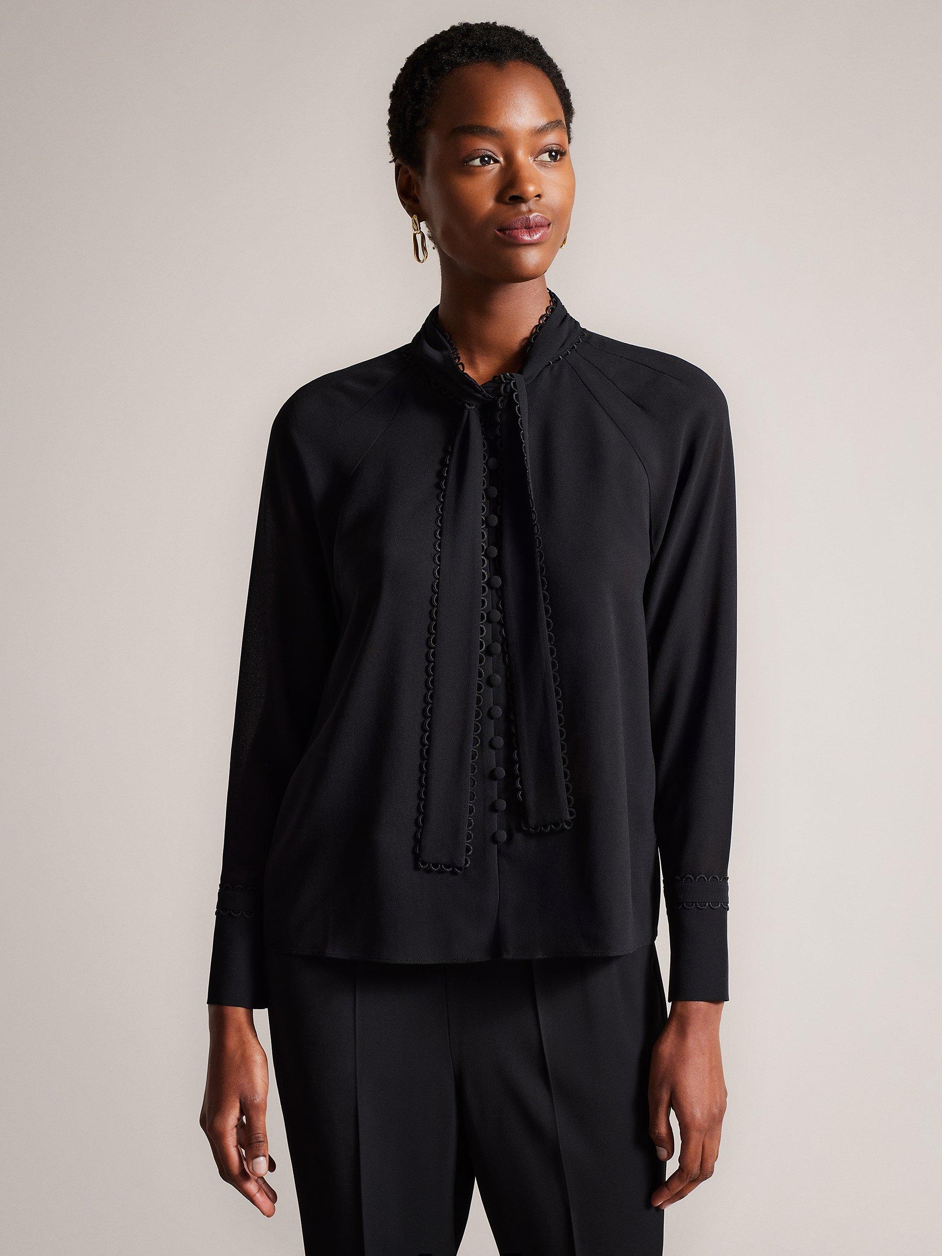 Ted Baker Rouleaux Trim Detail Blouse, Black