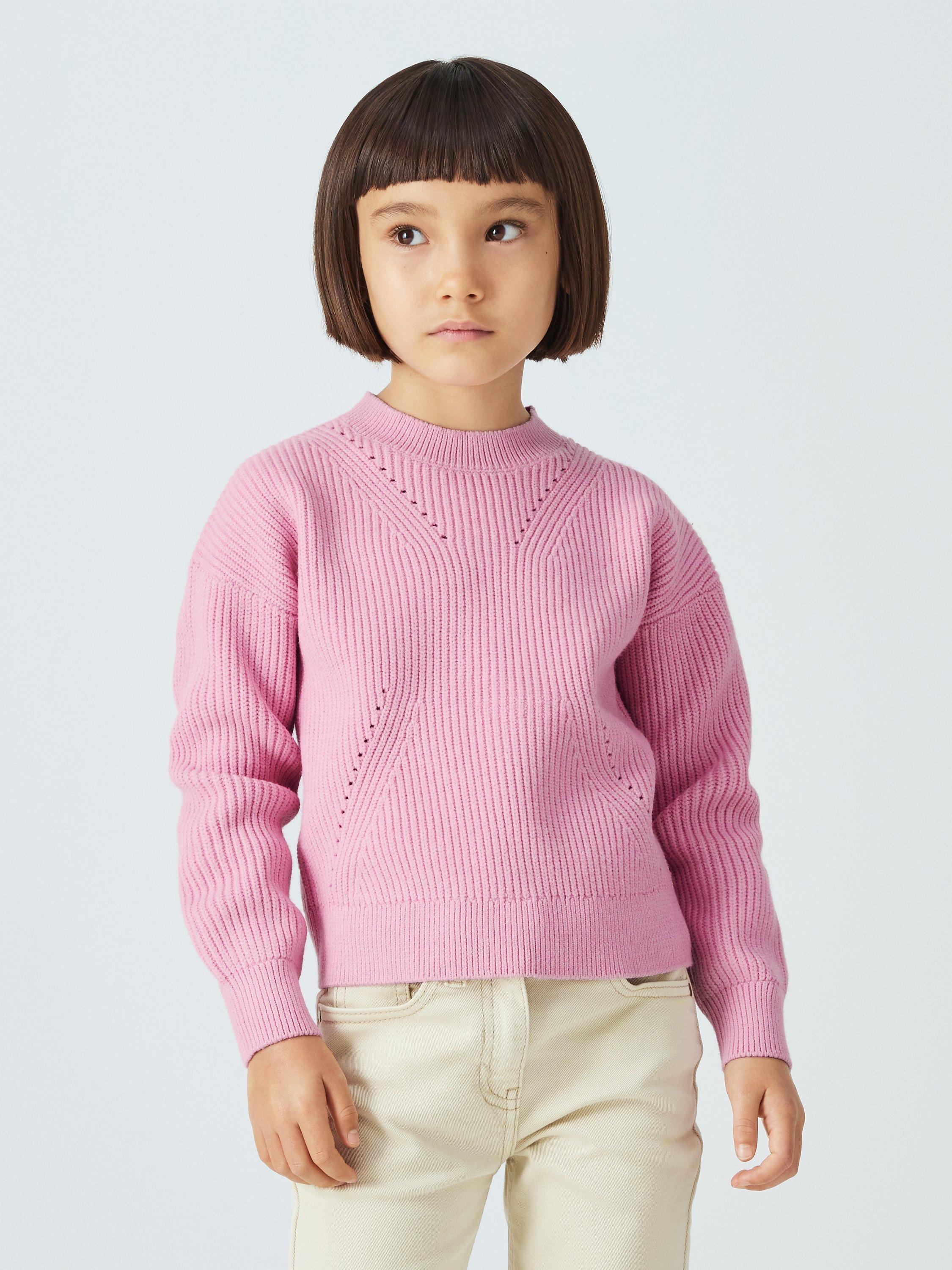 John Lewis Kids' Plain Ribbed Jumper, Pink