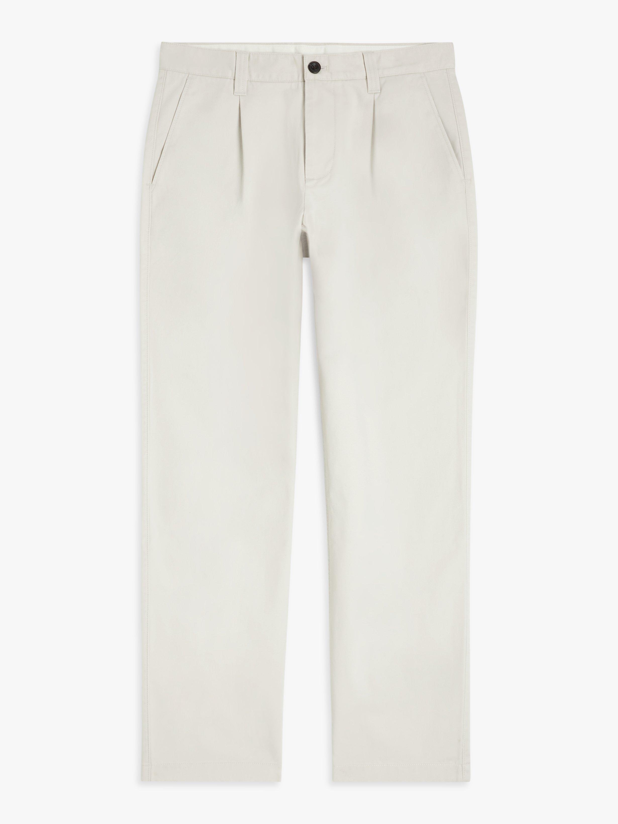 John Lewis Relaxed Fit Cotton Chinos, Ecru, 32S