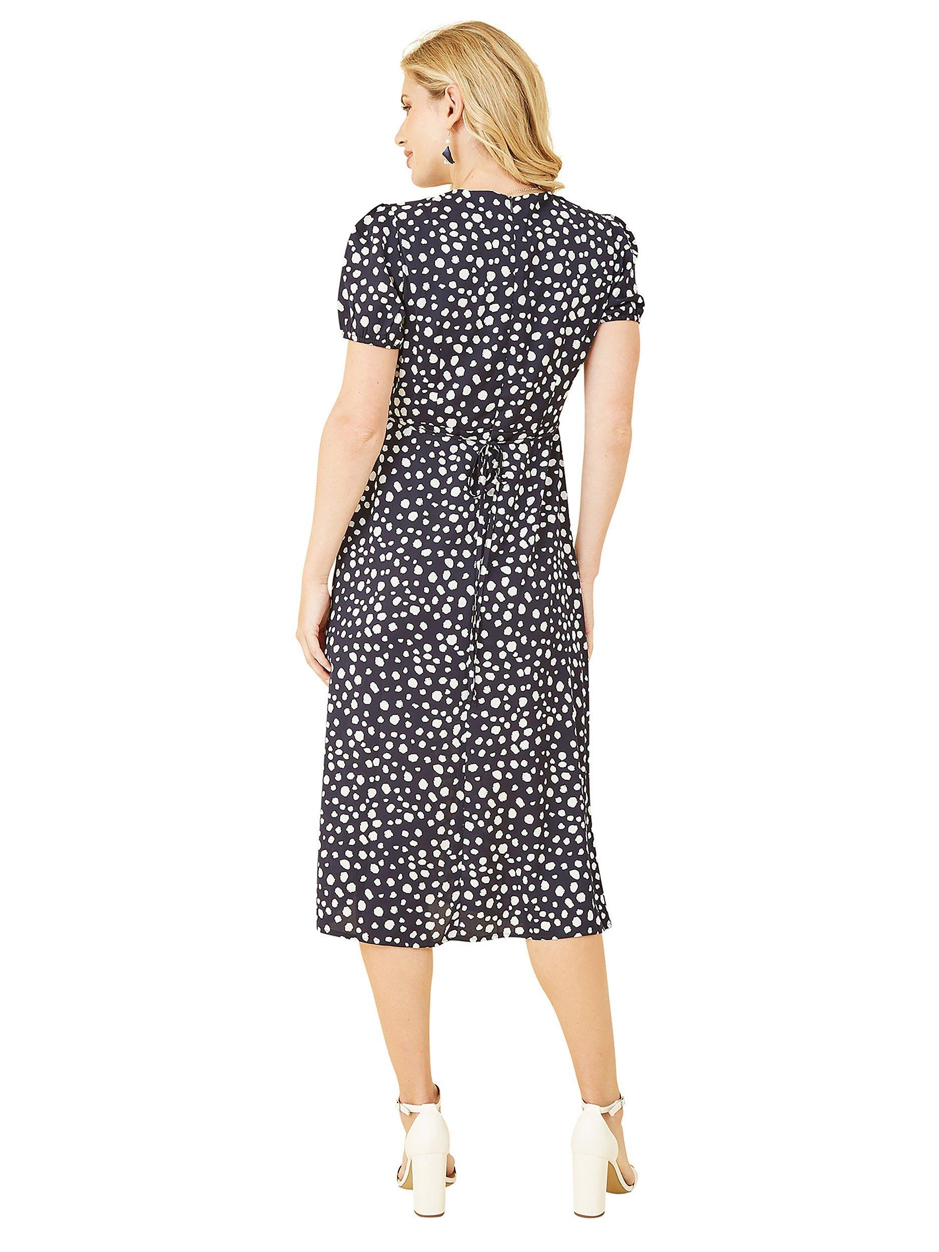 Mela London Mela Spot Print Midi Tea Dress, Navy, 8