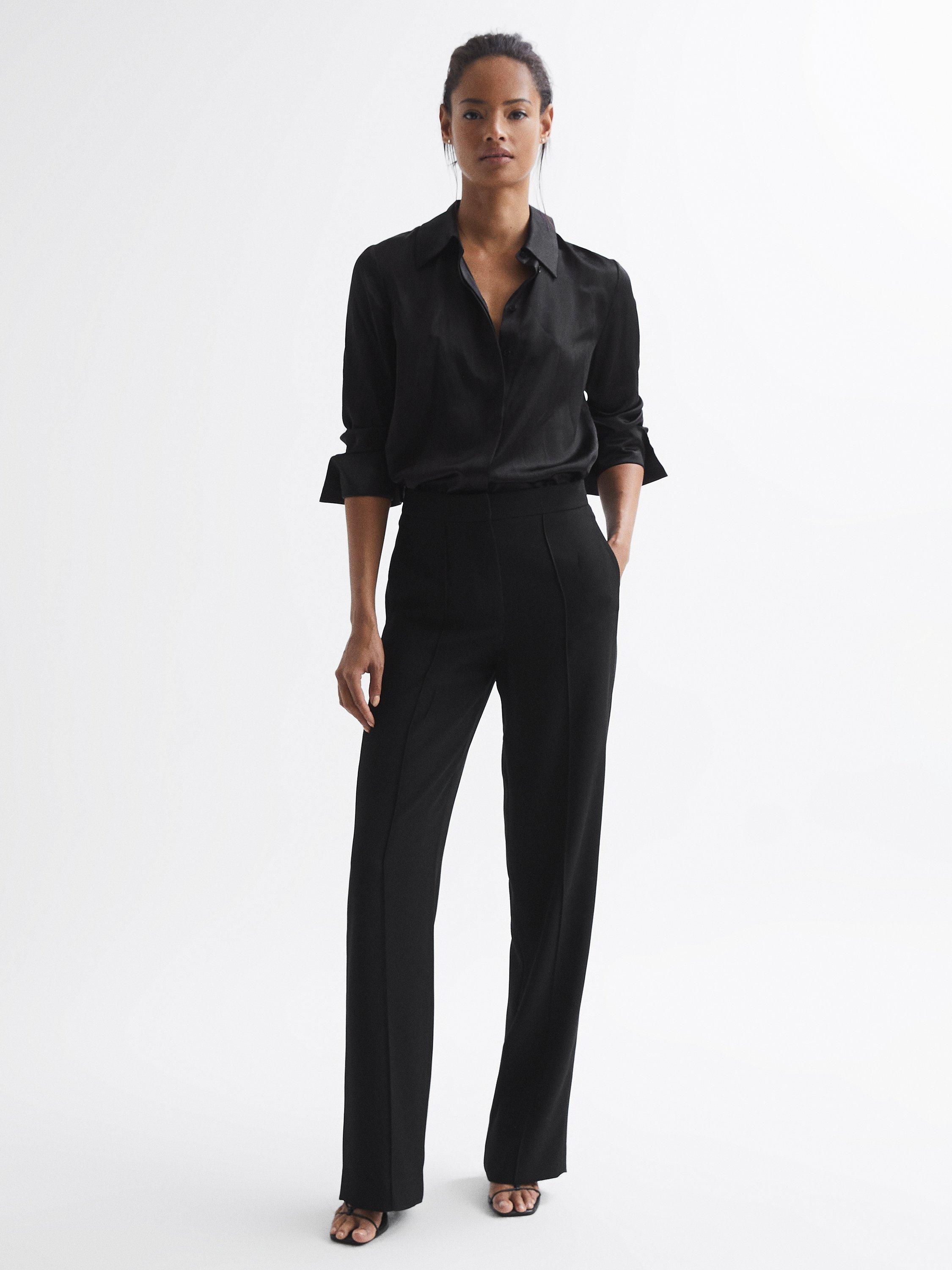Reiss Aleah Front Pleat Trousers, Black