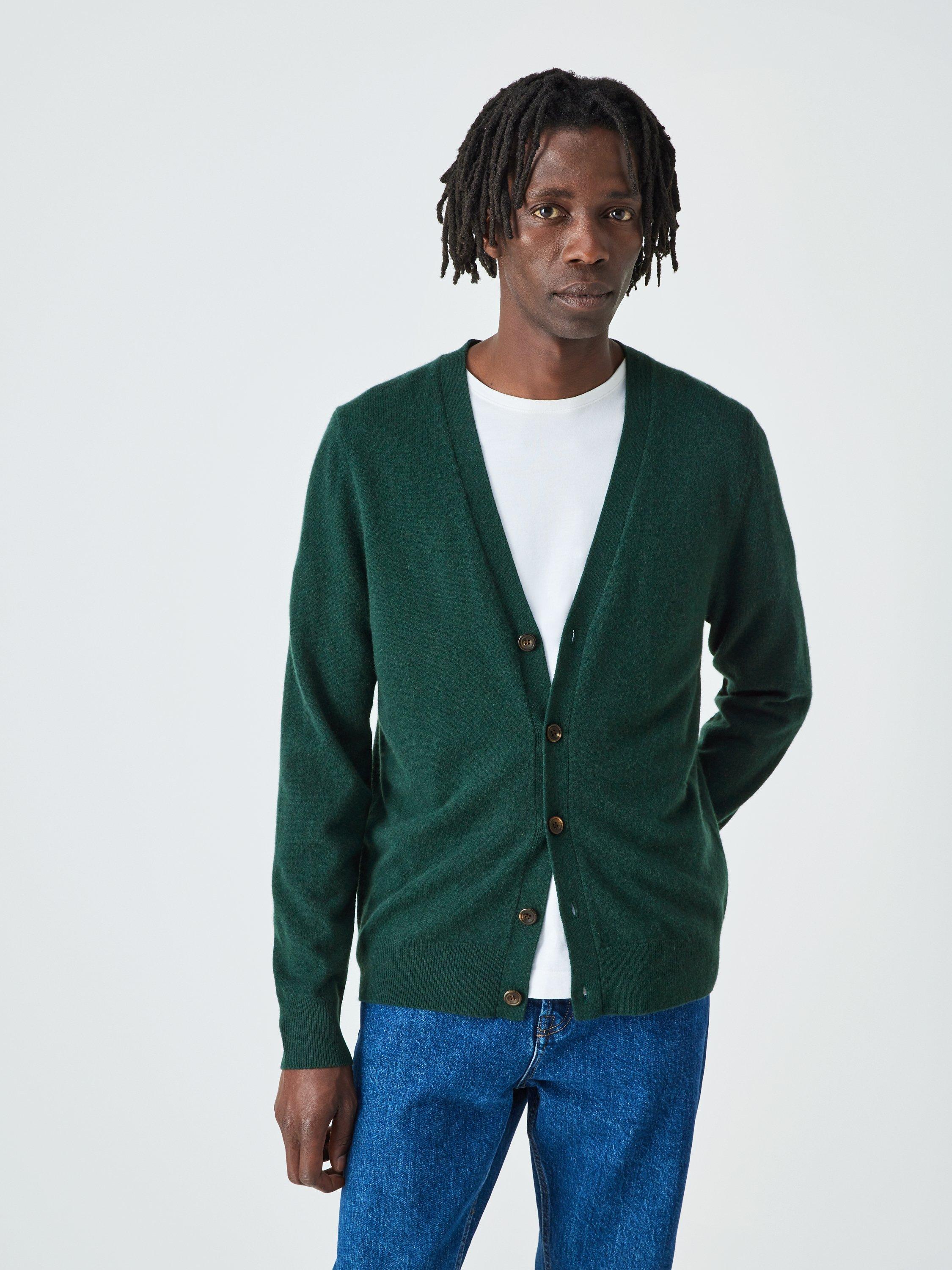 John Lewis Cashmere Cardigan, Forest Green, S